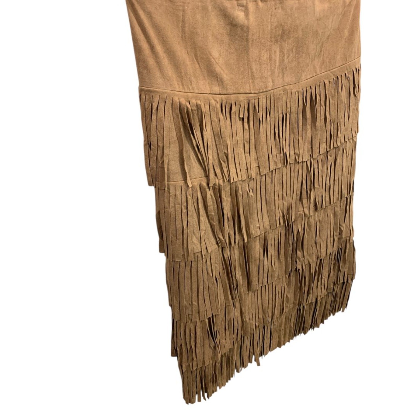 Size 3X Back in the Saddle Brown Fringed Midi Skirt Faux Suede Western