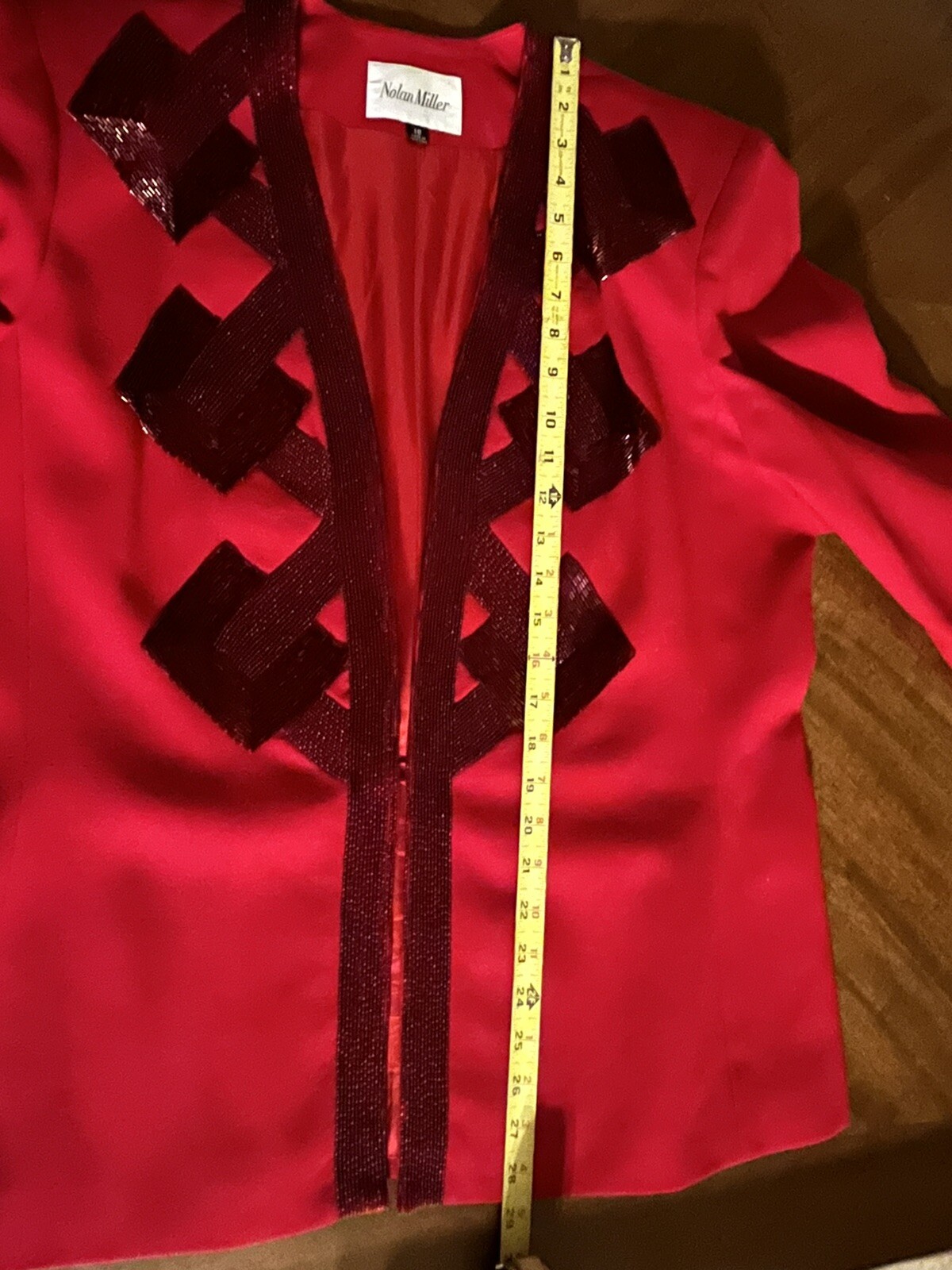 Vintage Nolan Miller 80s Dynasty Designer Red Glam Jacket Heavily Beaded Size 18