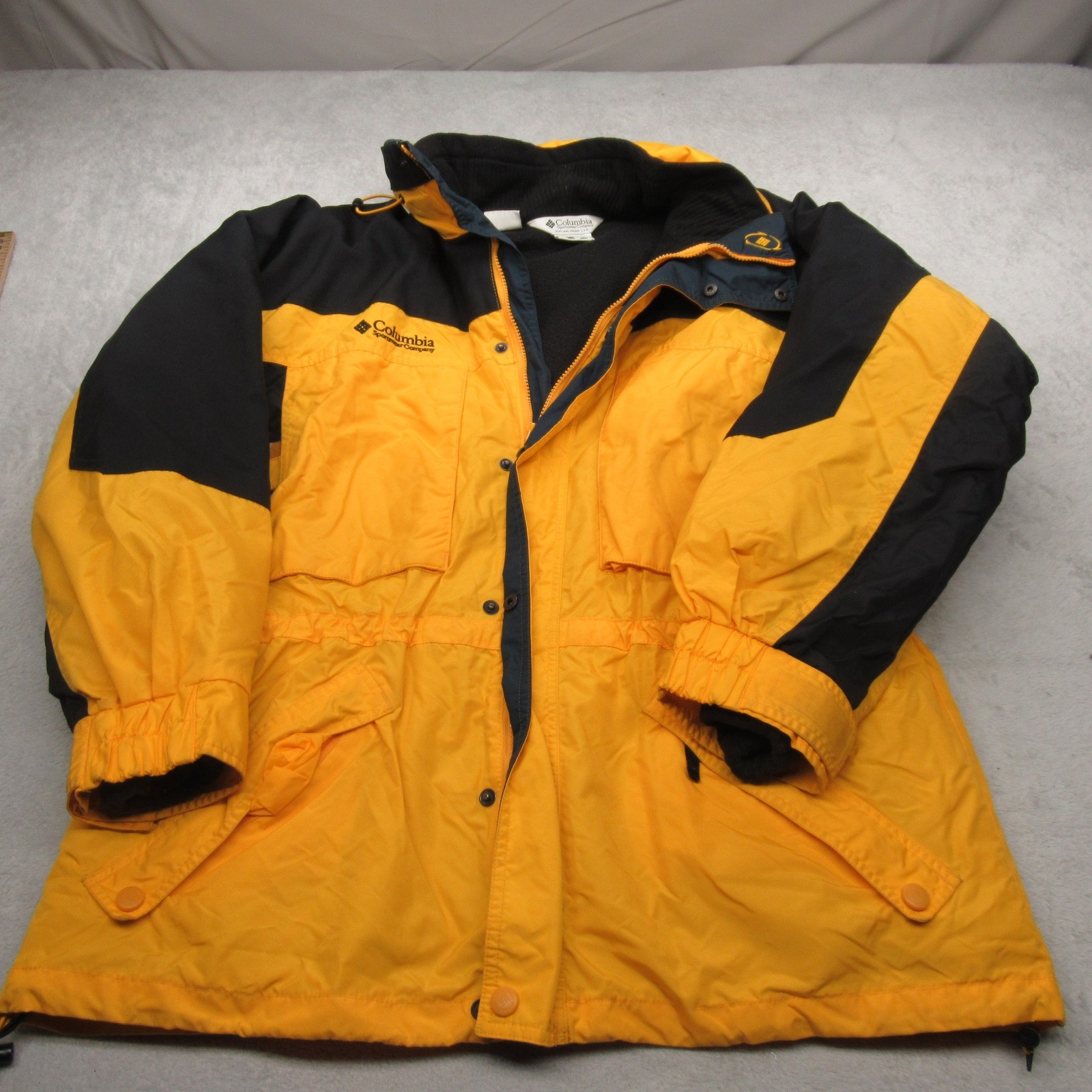 Columbia Jacket Men Large Yellow 3in1 Removable Fleece Liner Waterproof Winter