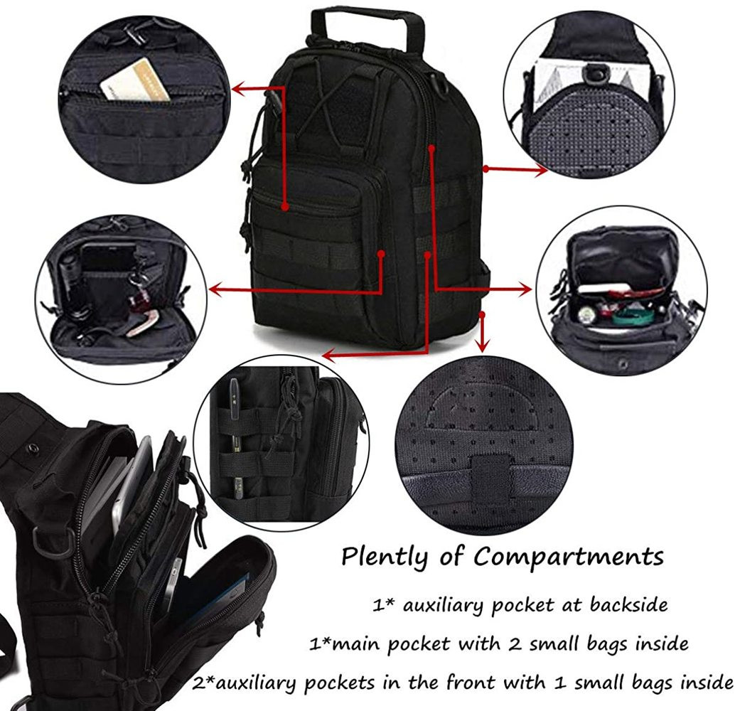 Men Backpack Molle Tactical Sling Chest Bag Assault Pack Messenger Shoulder Bag