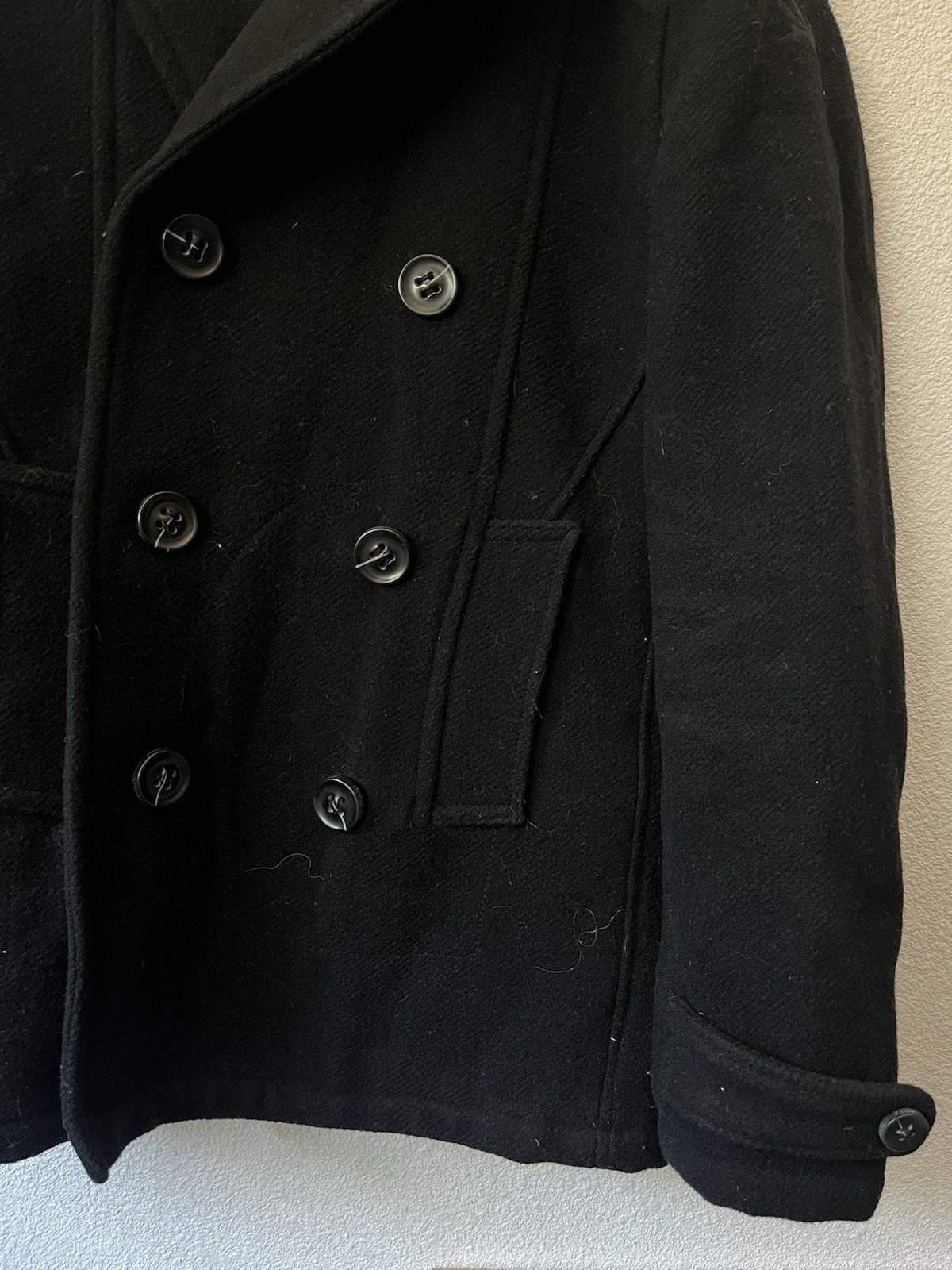 I. Spiewak & Sons Black Pea Coat Men’s Size Medium M Wool Blend Double Breasted