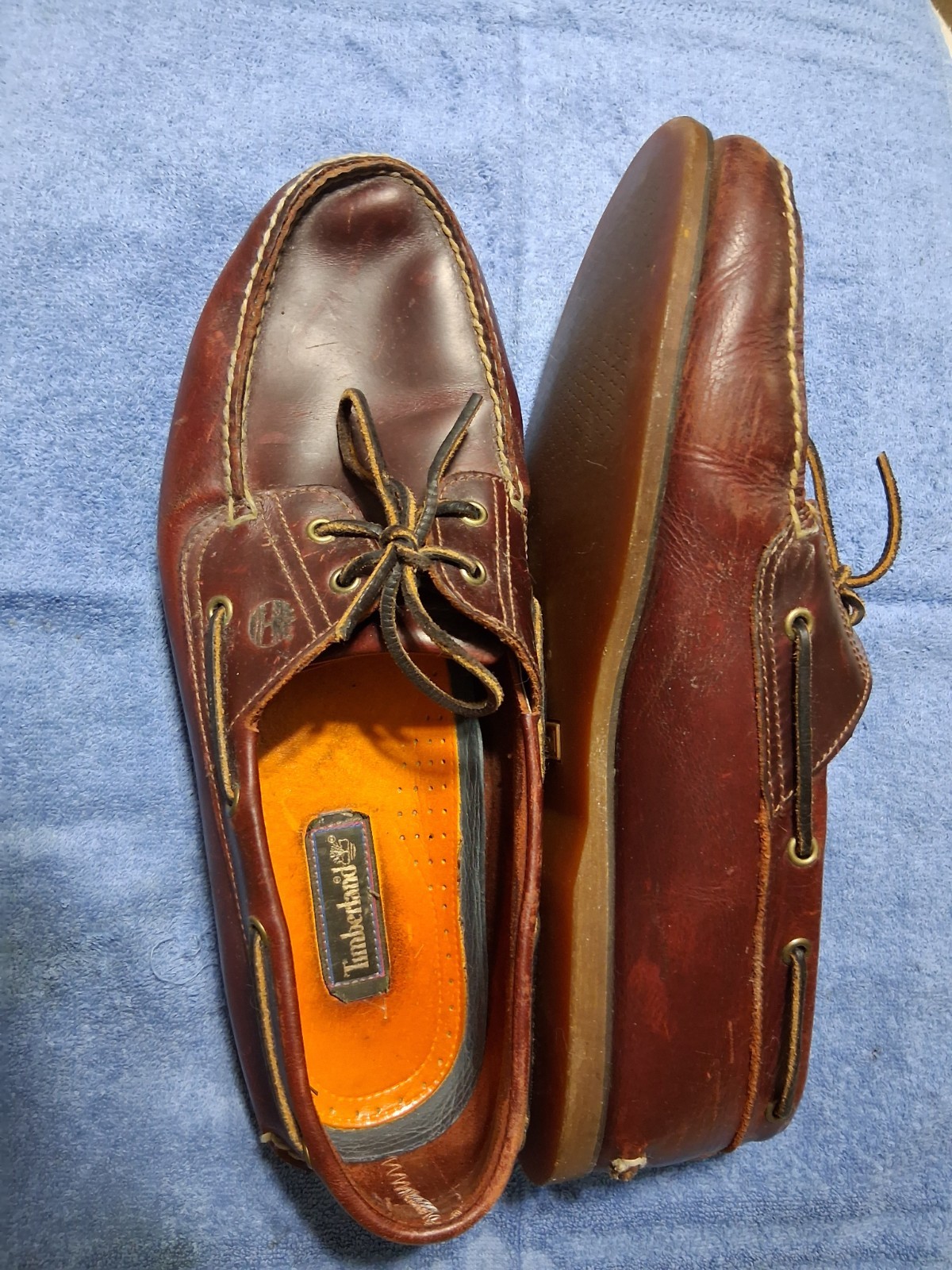 Timberland Loafers size 15w 2 pair 1 leather and one Blue suede
