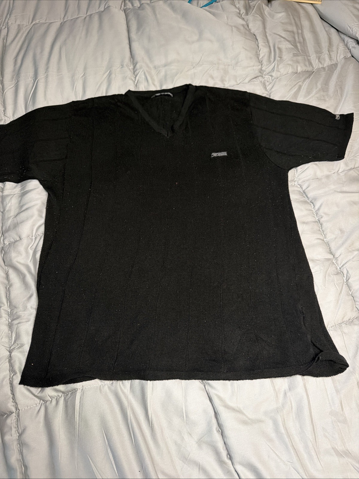 Emporio Armani Uni-sex V-neck T-Shirt Black Cotton 100% Baumwolle Knit