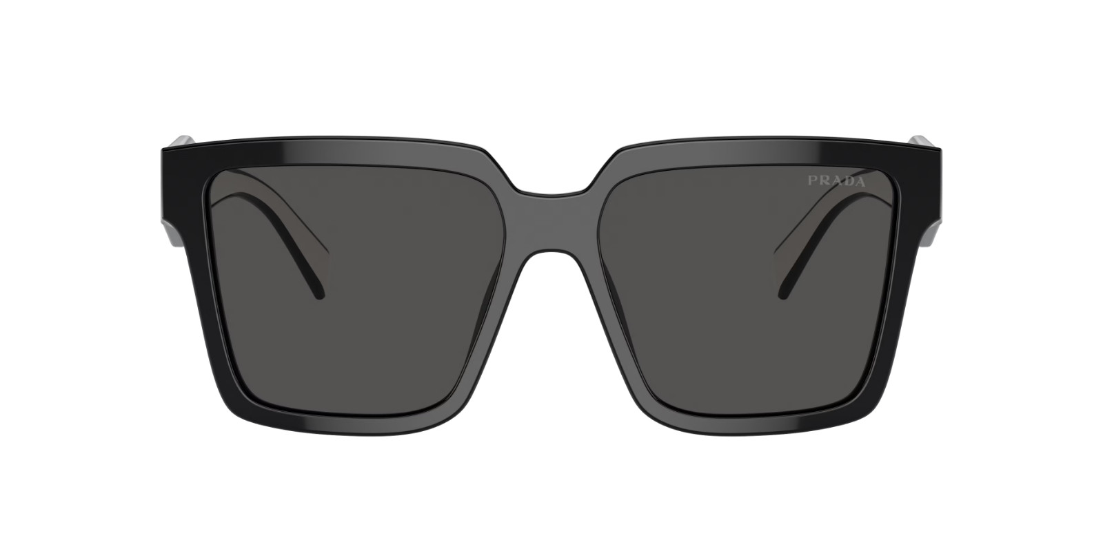 Prada PR24ZS Cat Eye Sunglasses Black White Temple Grey Lens Women Authentic