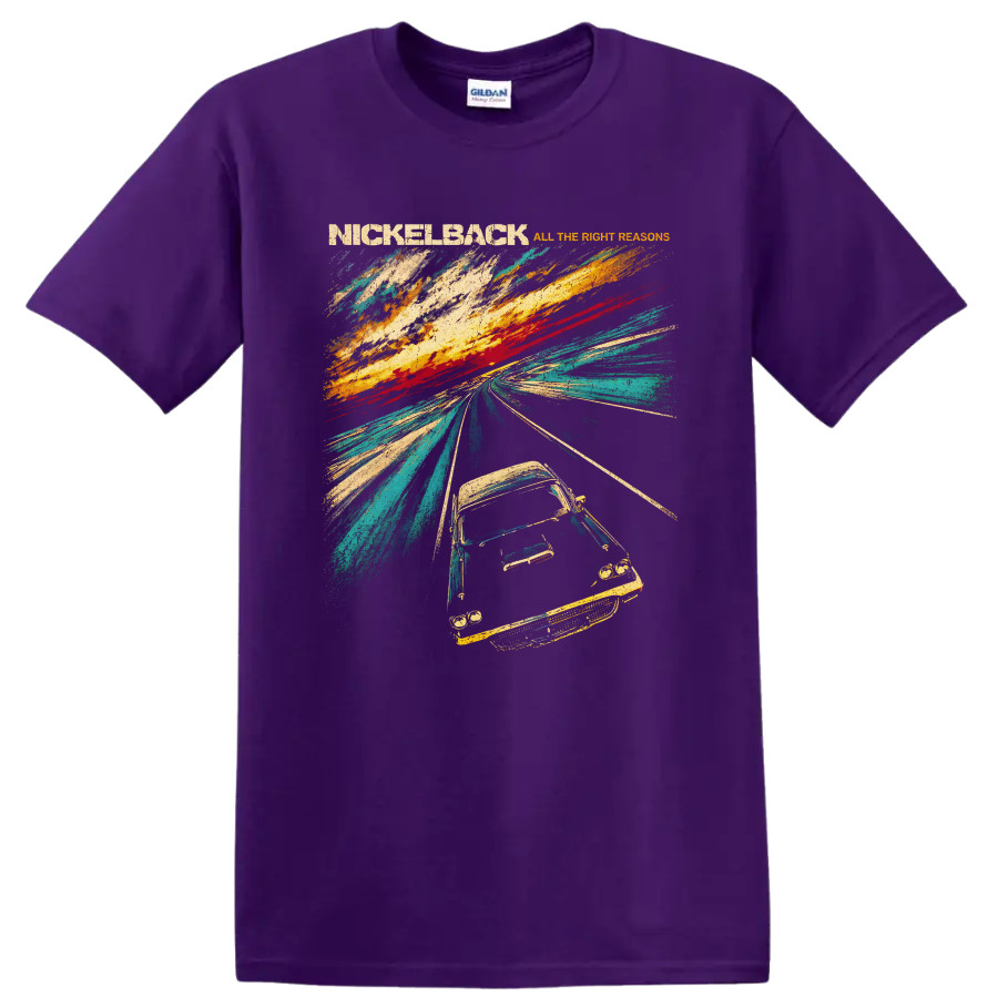 Nickelback All The Right Reasons Road Car Rock Band Graphic Vintage T Shirt Tee