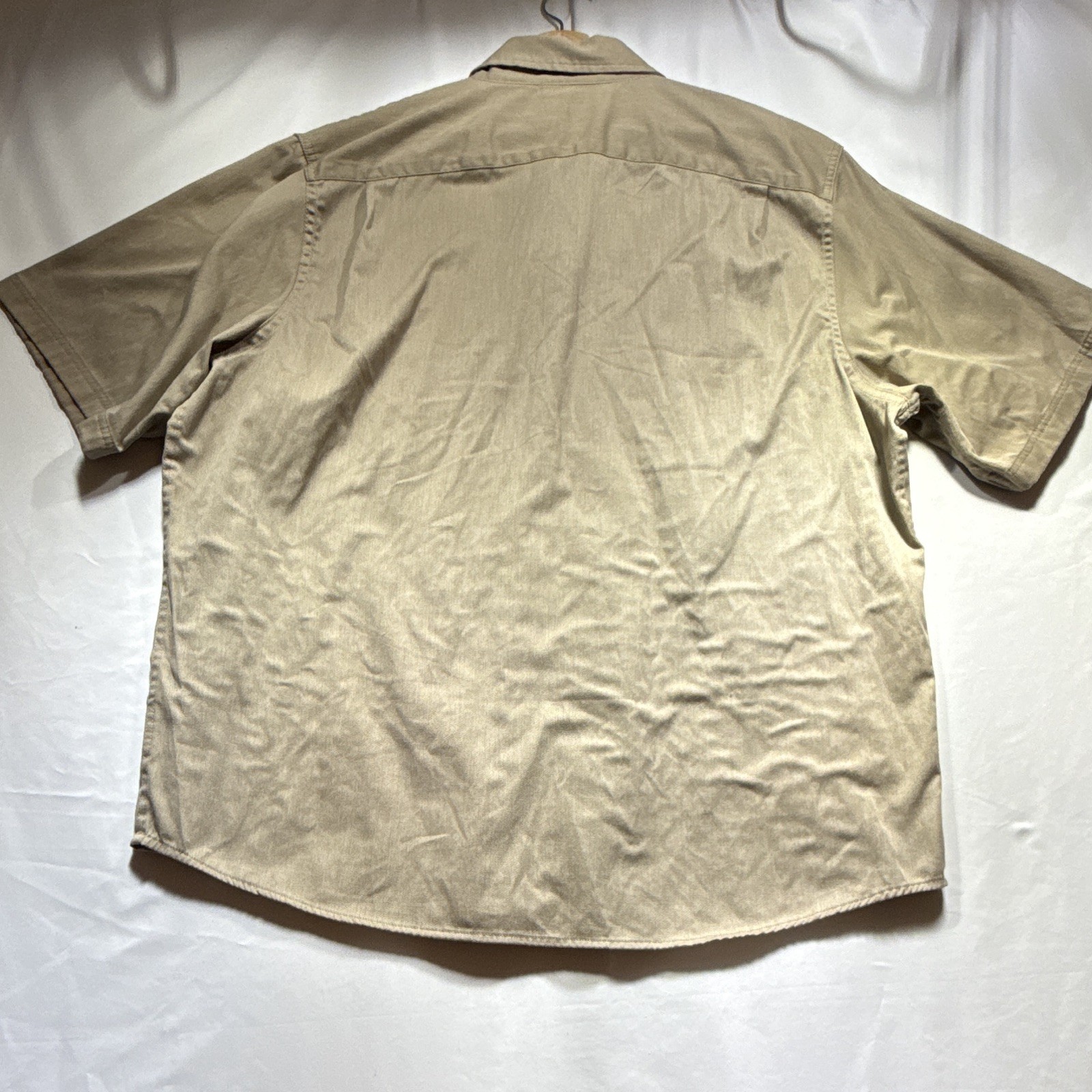 Wrangler Authentics Men’s 2XL Big & Tall Beige Twill Cotton SS Shirt Pockets