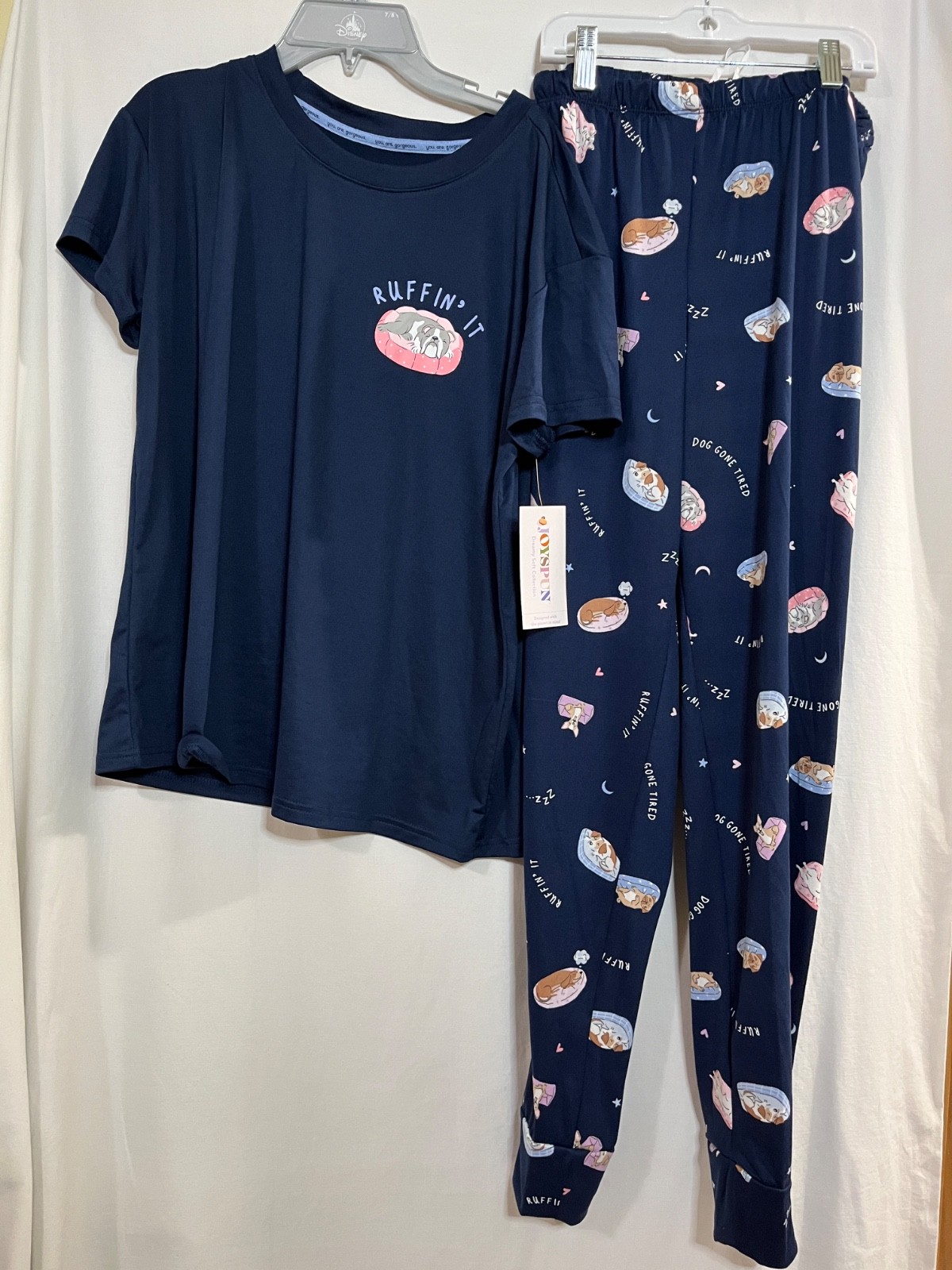 Joyspun Dog Puppy 2 pc Womens Pajama set Sz Small Jogger w/ pockets New