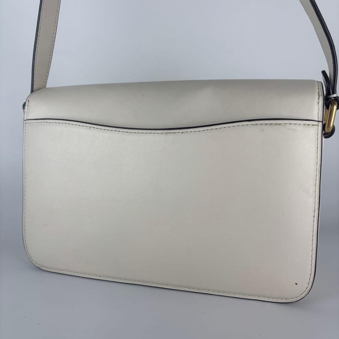 COACH Studio C6641 Ivory Leather Push Lock Crossbody Shoulder Bag Auth