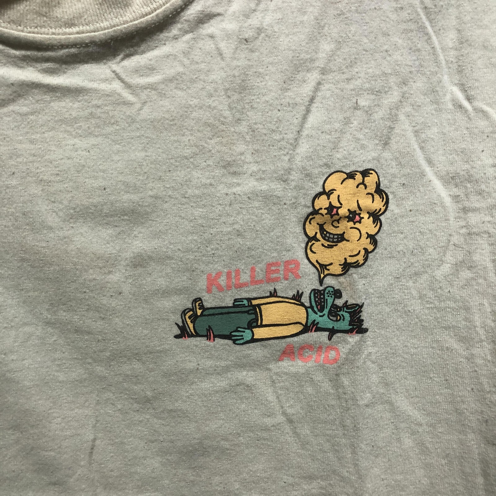 Killer Acid Shirt Mens M White Graphic Tee Tagless Crew Neck Cartoon Print
