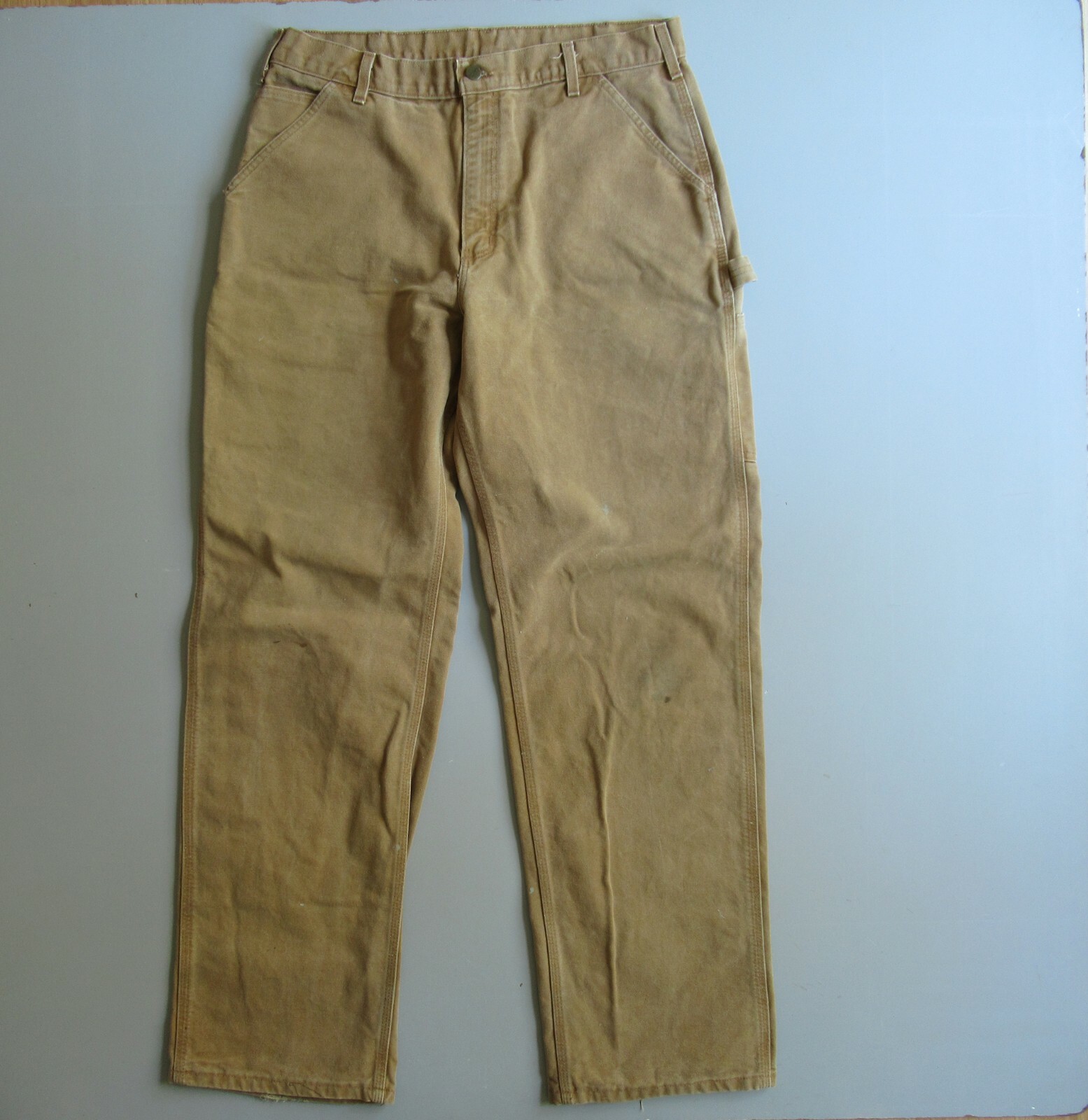 Vtg Carhartt Carpenter Work Pants Distressed Stained Tag 35×34 Measure 34 x 33.5