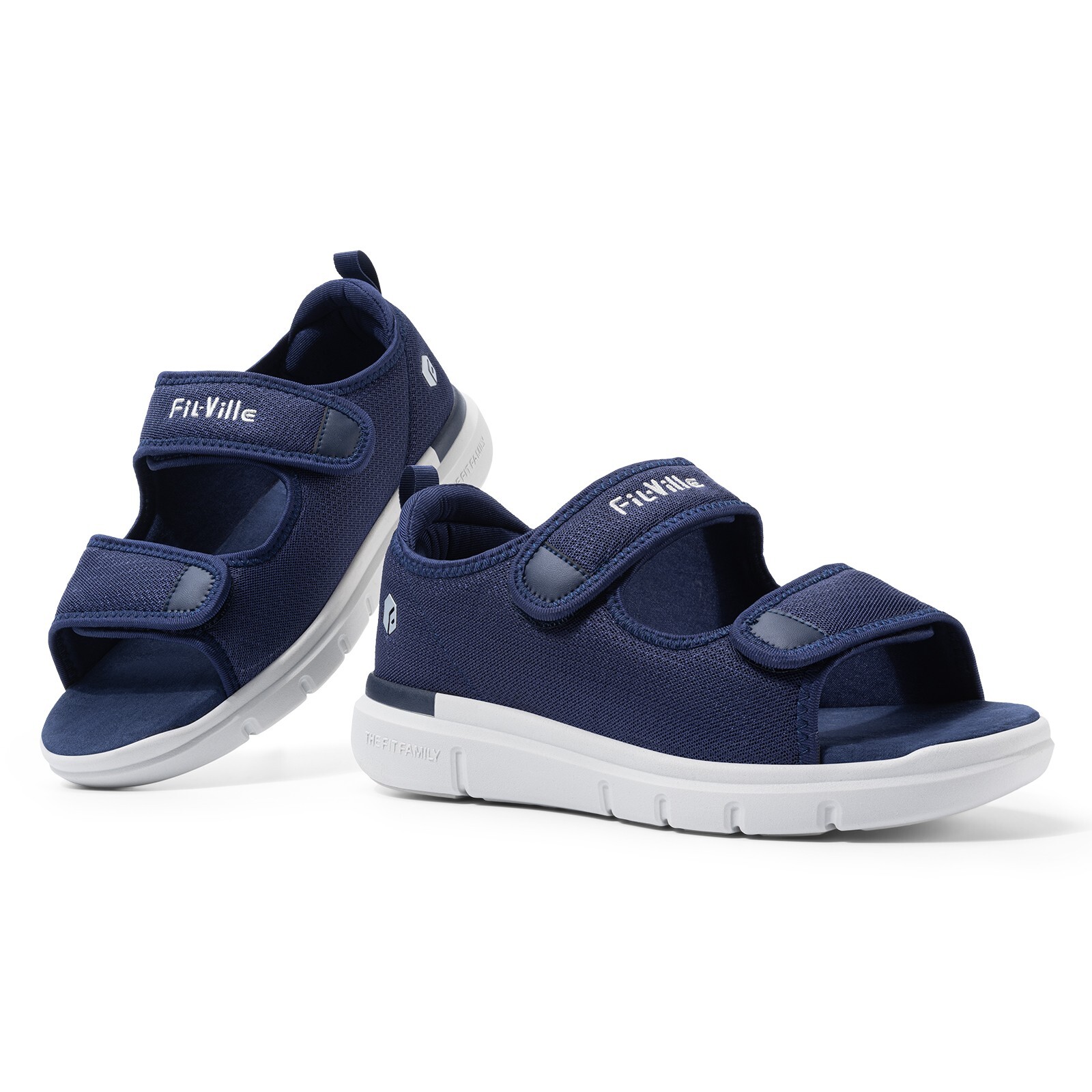 FitVille Men Diabetic Sandals Wide Width Edema Shoes w/ Adjustable Strap Slipper