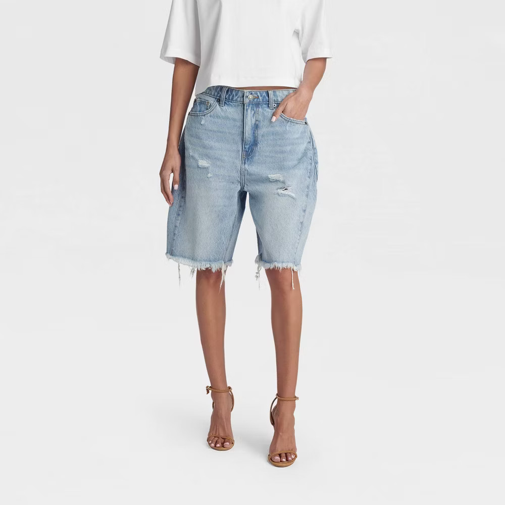 KBB by KAHLANA Women Low-Rise Wide Leg ‘The Distressed Rachel Shorts’ –