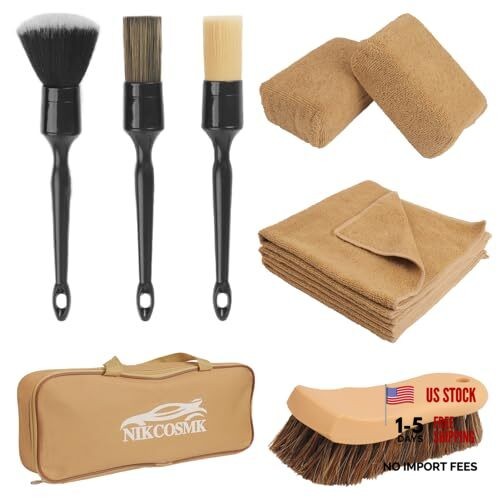 10PCS Car Cleaning Kit, Car Detailing Kit Interior Cleaner, Long Bristle Horse