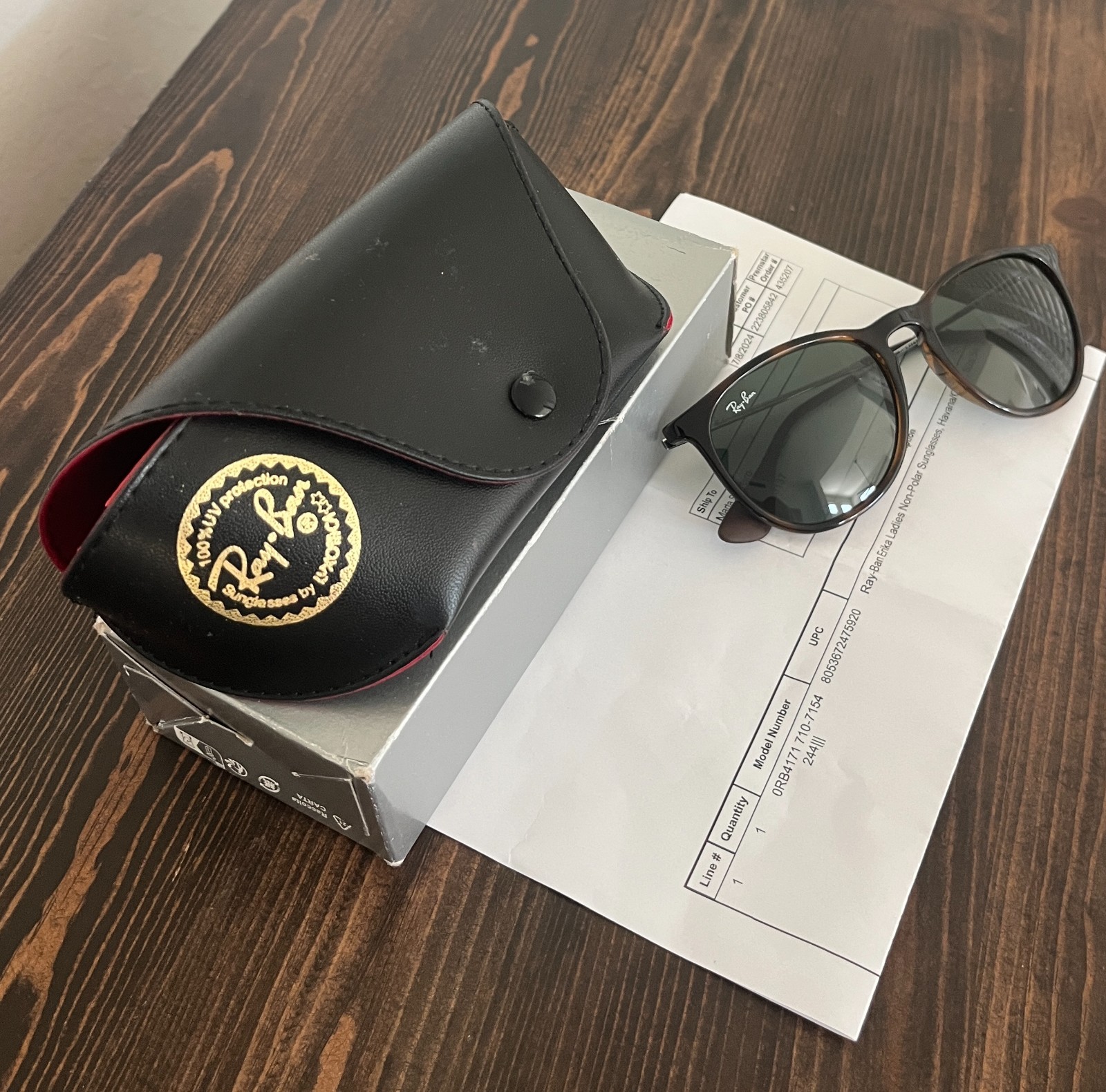 Ray-Ban Erika RB4171 Sunglasses Havana Dark Green Gradient w/ Case and Box