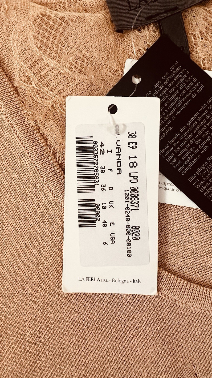 NWT La Perla Vanda Camel Tan Fine Knit Minimalist Tank Top sz US 6 / IT 42 New