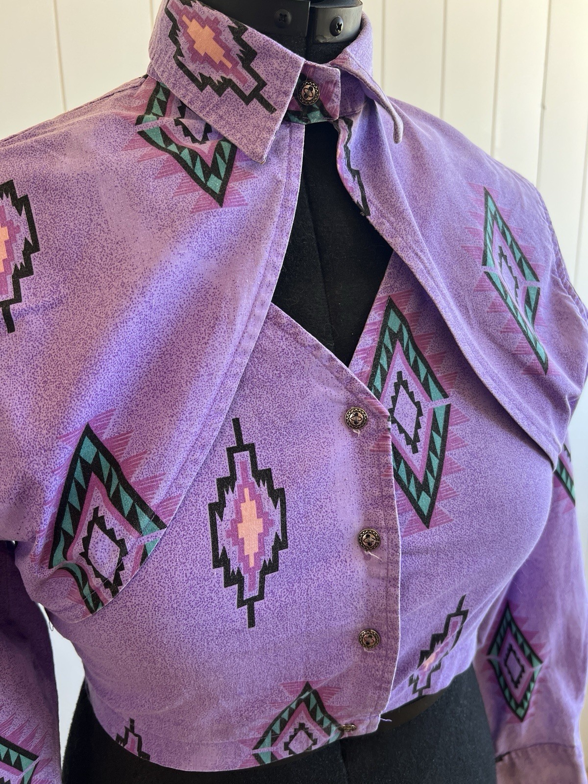 Vintage 90s Wrangler Authentic Western Apparel Aztec Purple Size M Western Wear