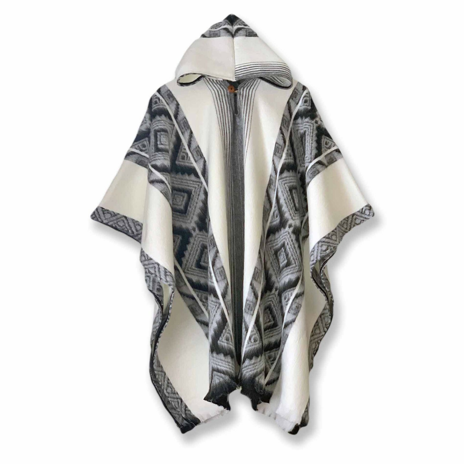 Lightweight BABY ALPACA Wool Hooded Poncho Pullover UNISEX Handmade in Ecuador