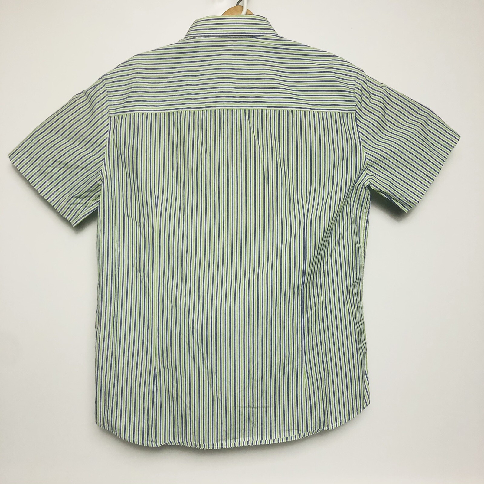 Carte Blanche White w/ Blue & Green Stripes S/S Ctn Btn Down Mens Size Small S