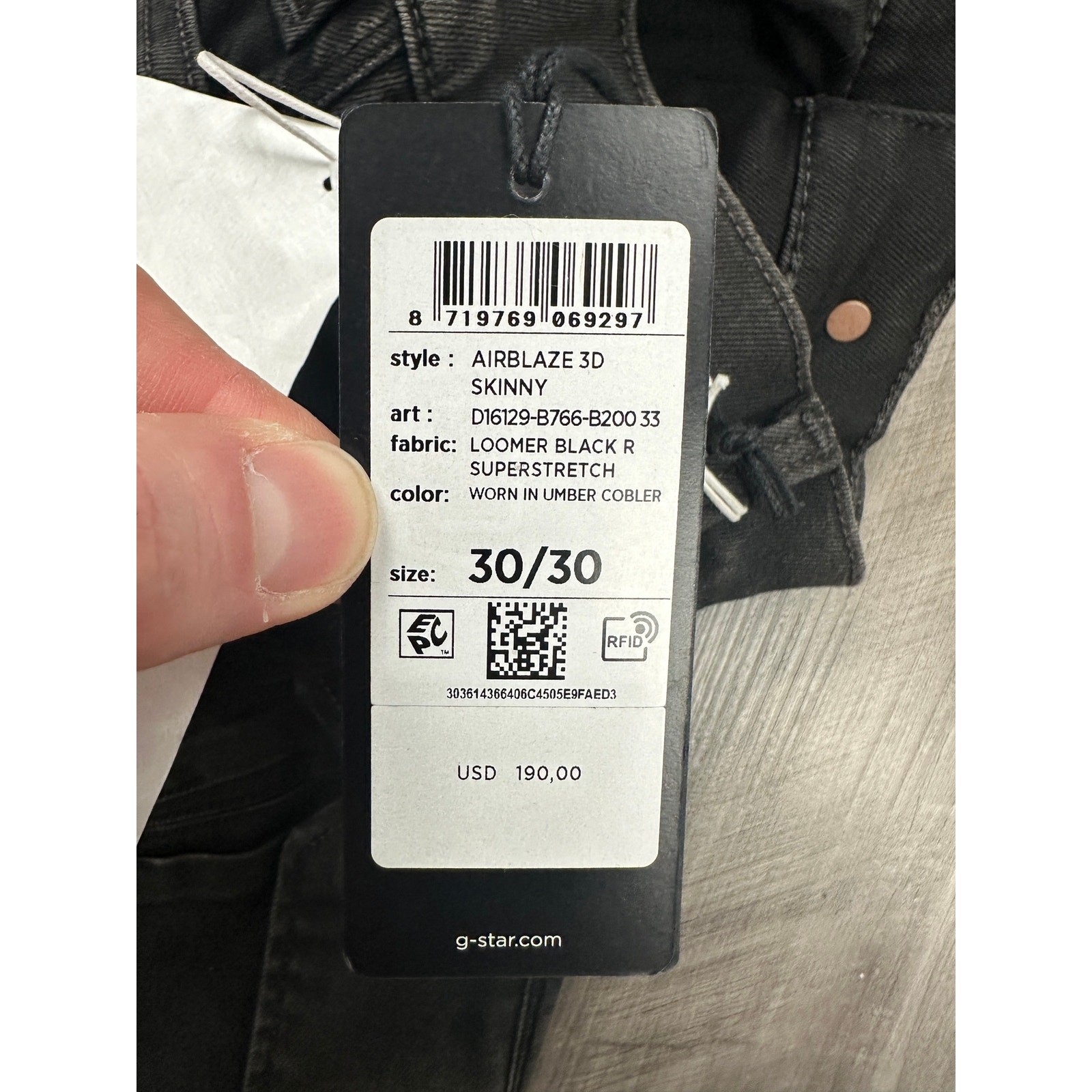 G-Star Raw Airblaze 3D Skinny Jeans Mens 30×30 NWT Loomer Black Stretch 32 Waist