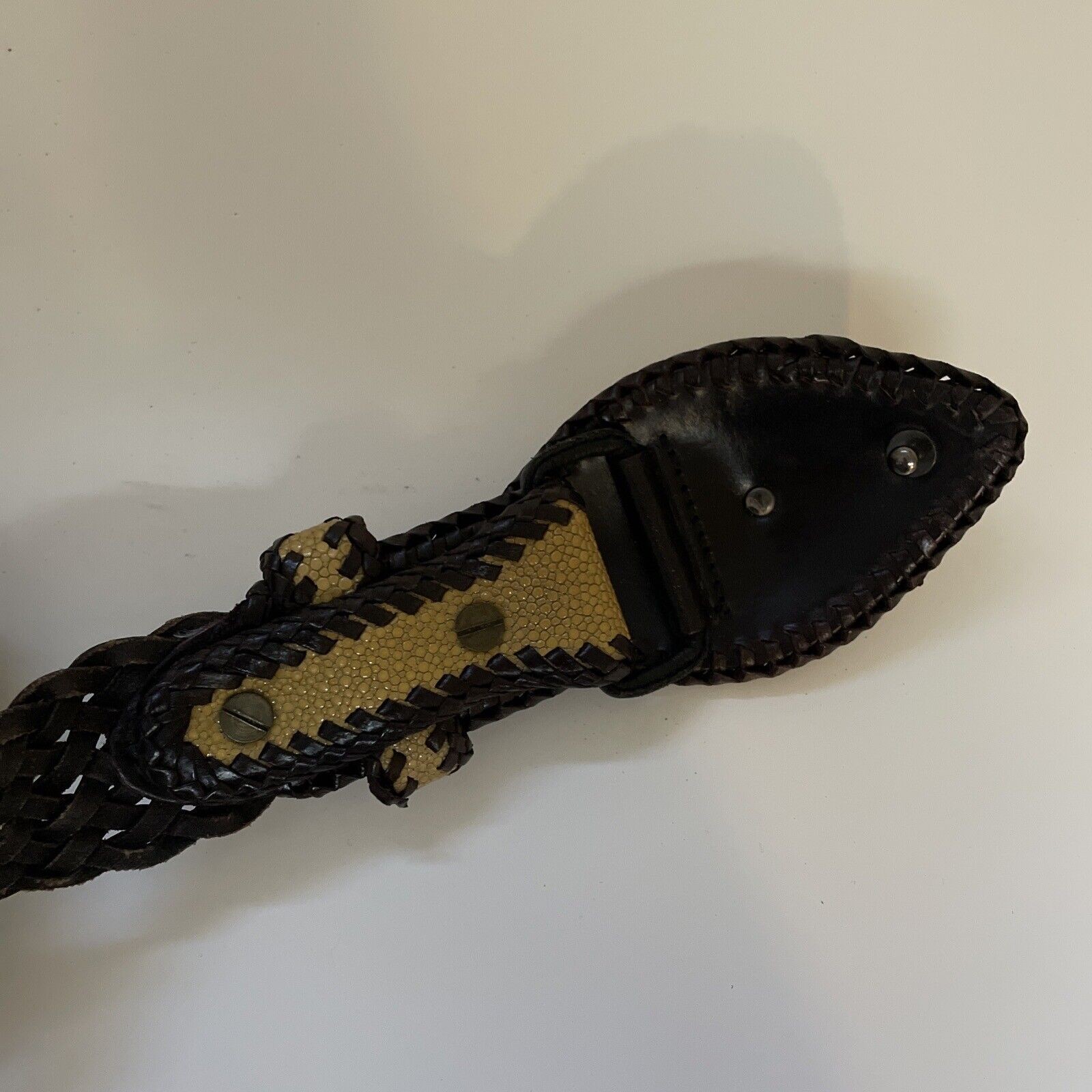 Unique Vintage The Divine Tribe NYC Leather Belt- Decorative Buckle, USA made, S