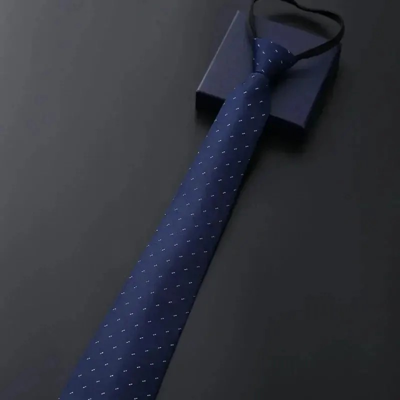 Lazy Men’s Zipper Necktie Solid Striped Casual Business Wedding Zip Up Neck Tie