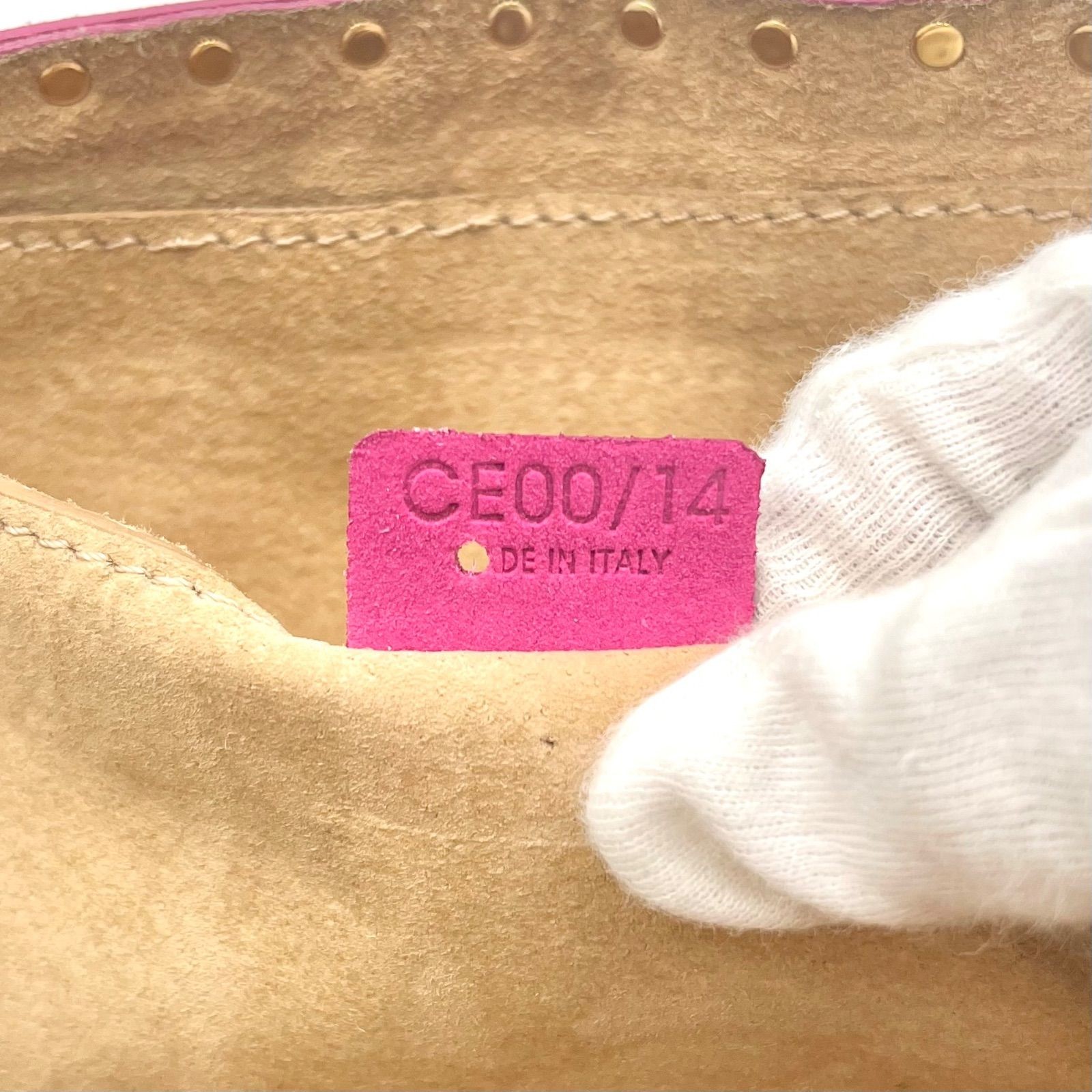 Auth Celine Boogie Bag Y2K Studded Suede Leather Handbag, Pink 2Y10216