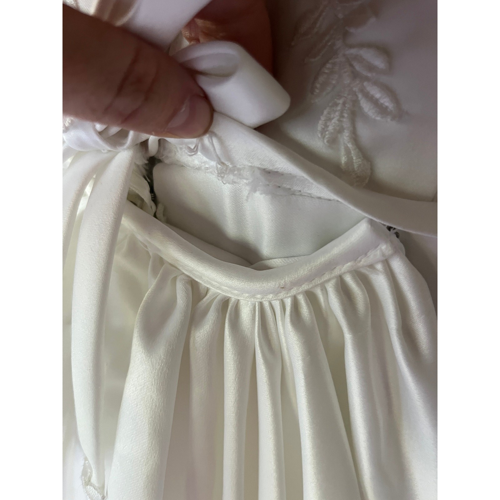 Vintage 90s Morilee Satin A-Line Wedding Dress vntg Size 12 w/ Detachable Train