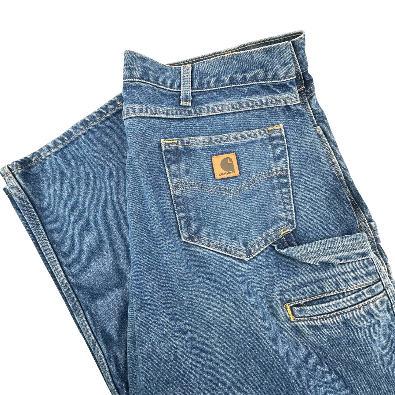 Carhartt B171DST Mens Relaxed Fit Carpenter Jeans Blue Denim 38×36 Hammer Loop