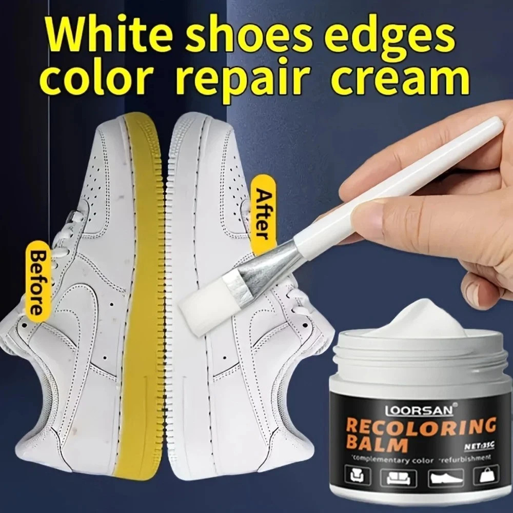 White Shoe Edge Restorer Cream 35g Sneaker Repair Paint Leather Sole Care Kit US