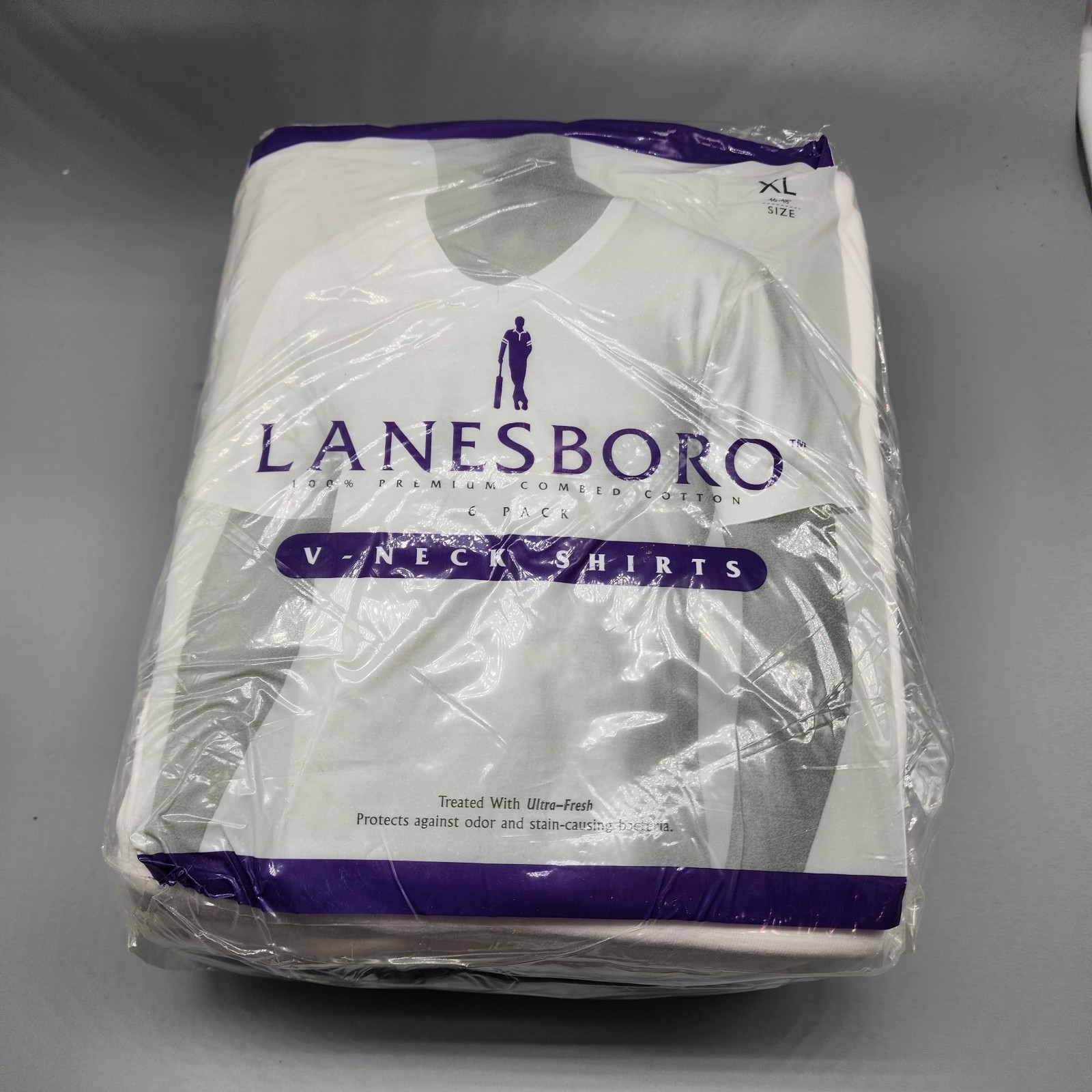 Lanesboro Men’s White V-Neck Undershirts XL 46-48 6-Pack 100% Premium Combed…