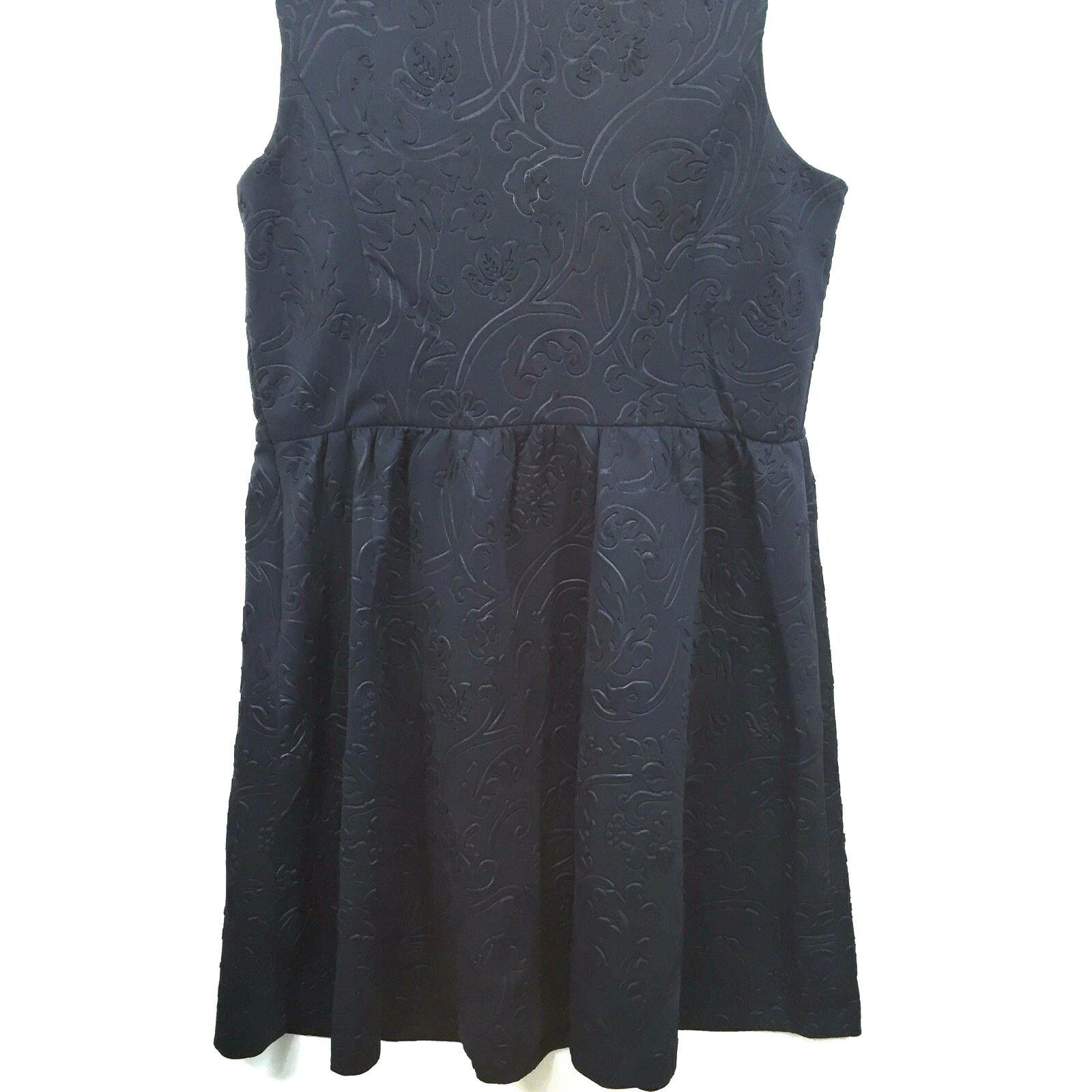 Kensie Dress Size 10 Navy Blue Textured Foliage Sleeveless Side Zipper