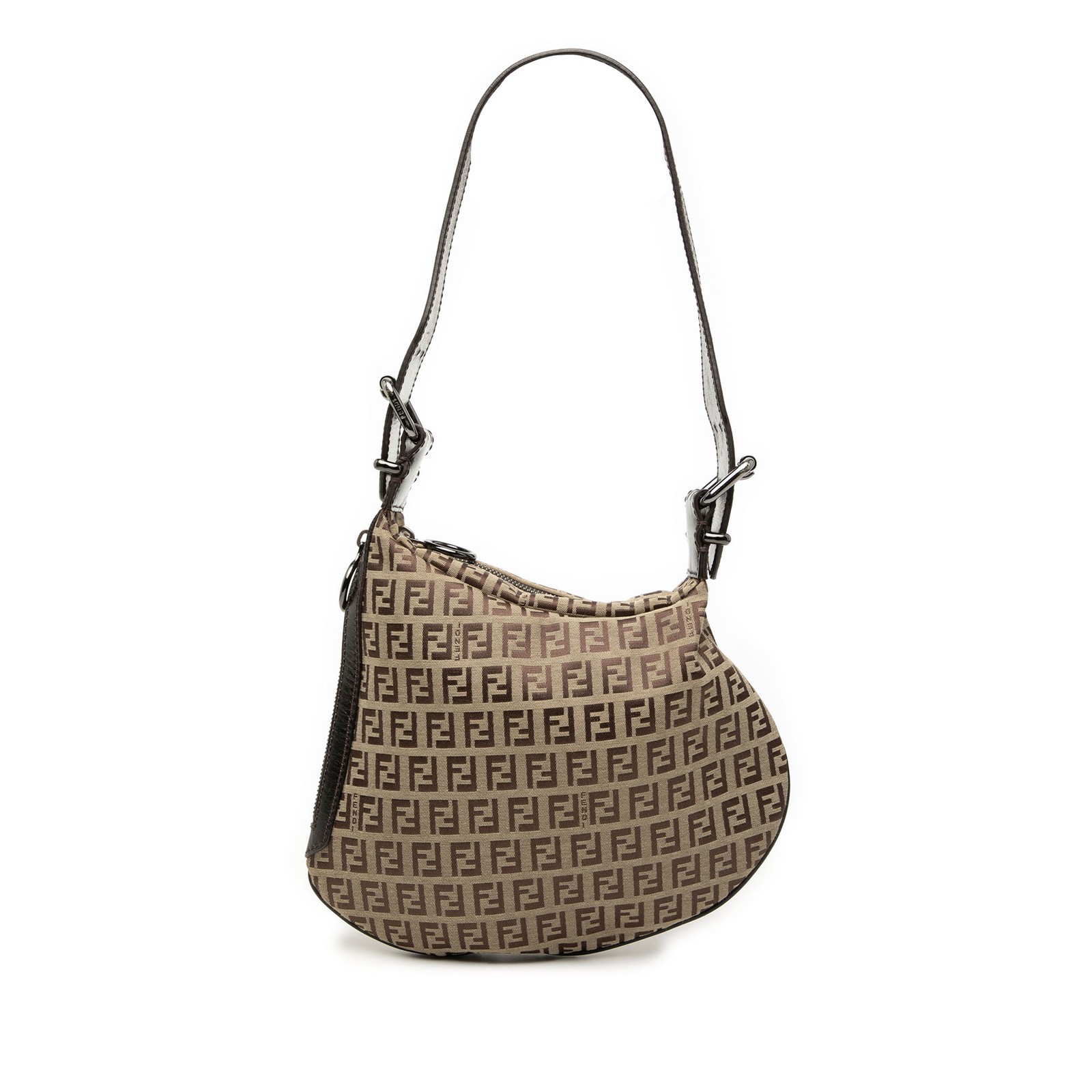 Fendi Zucchino Oyster Shoulder Bag Pre-Loved Beige