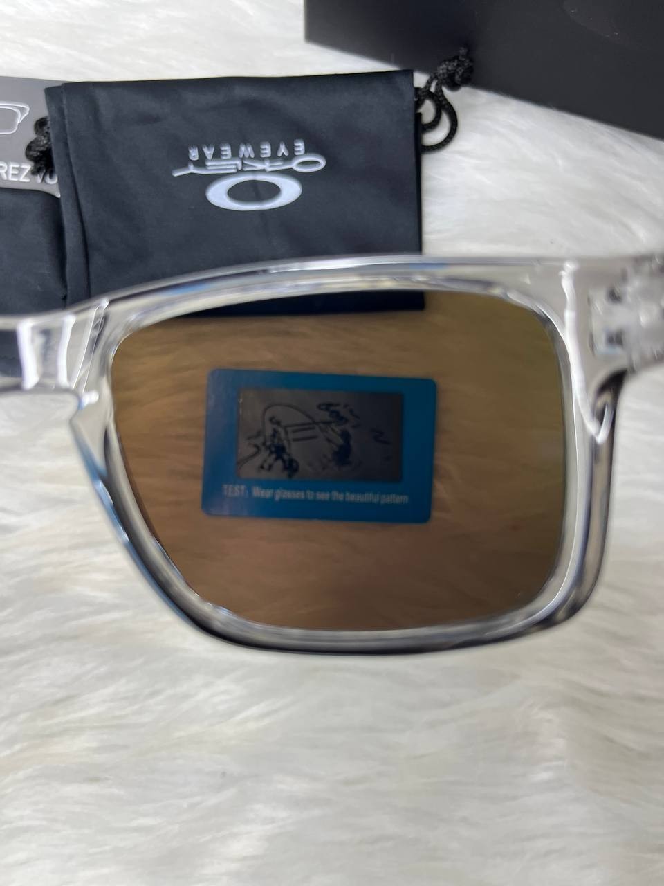 Oakley Holbrook Sunglasses Grey Smoke Clear Frame Blue Mirror Polarized Lens New