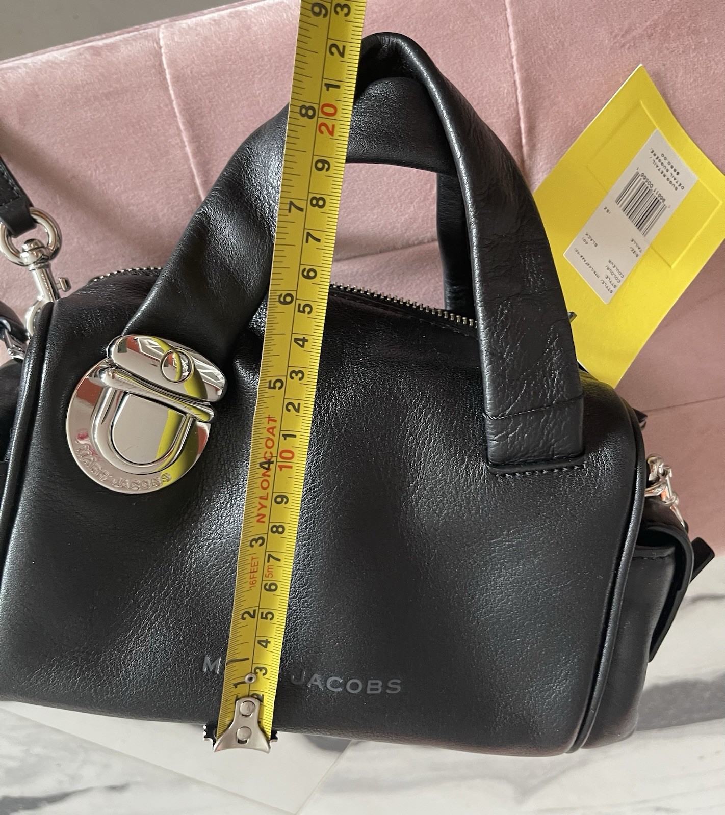 NWT MARC JACOBS Mini Pushlock Black Leather Satchel /Shoulder/Crossbody Bag $550