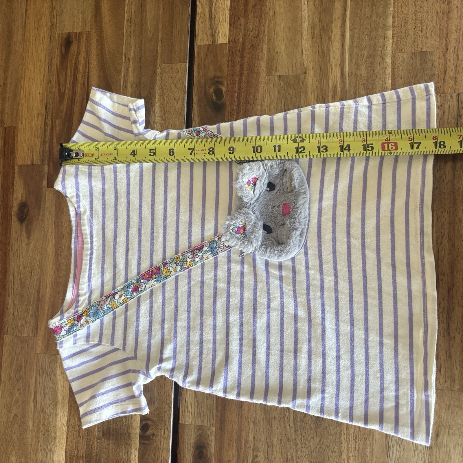 Mini Boden Striped Short Sleeve Cat Purse Tunic Top Size 4-5 Preppy School Play
