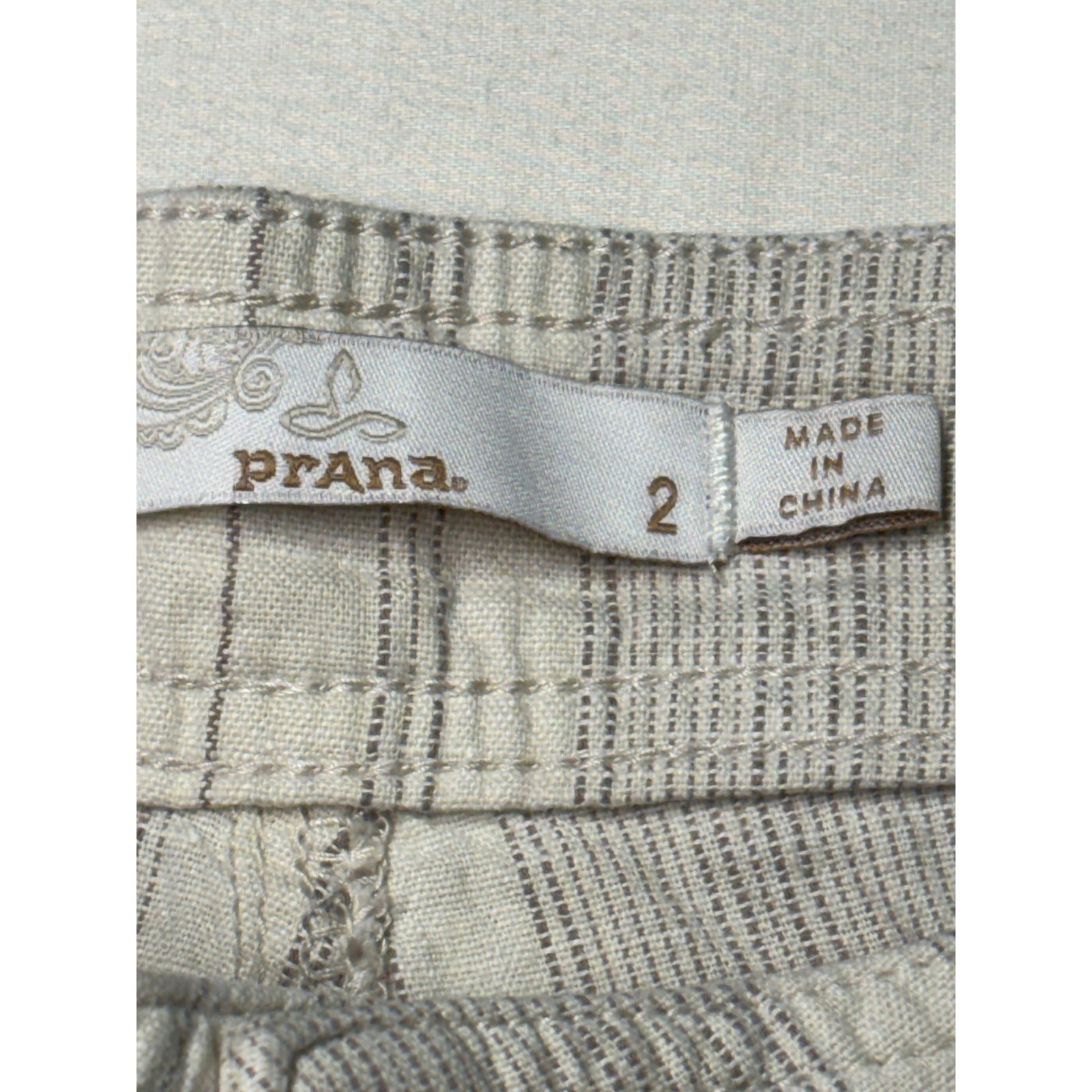 Prana Womens Hemp Organic Cotton Striped Jogger Pants Cream Grey Size 2 W29 L26