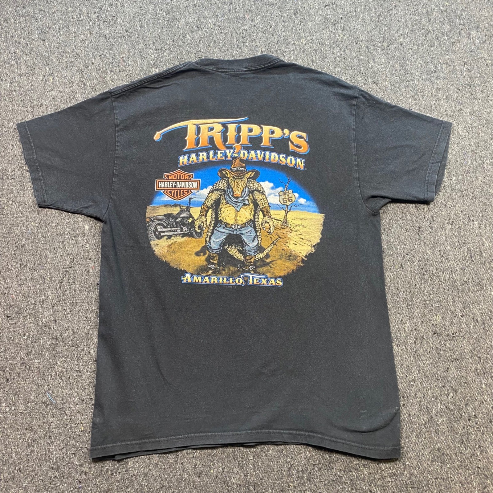 Harley Davidson Shirt Sz L Men Black Biker Hogs Run Hard Fast Amarillo Texas Tee
