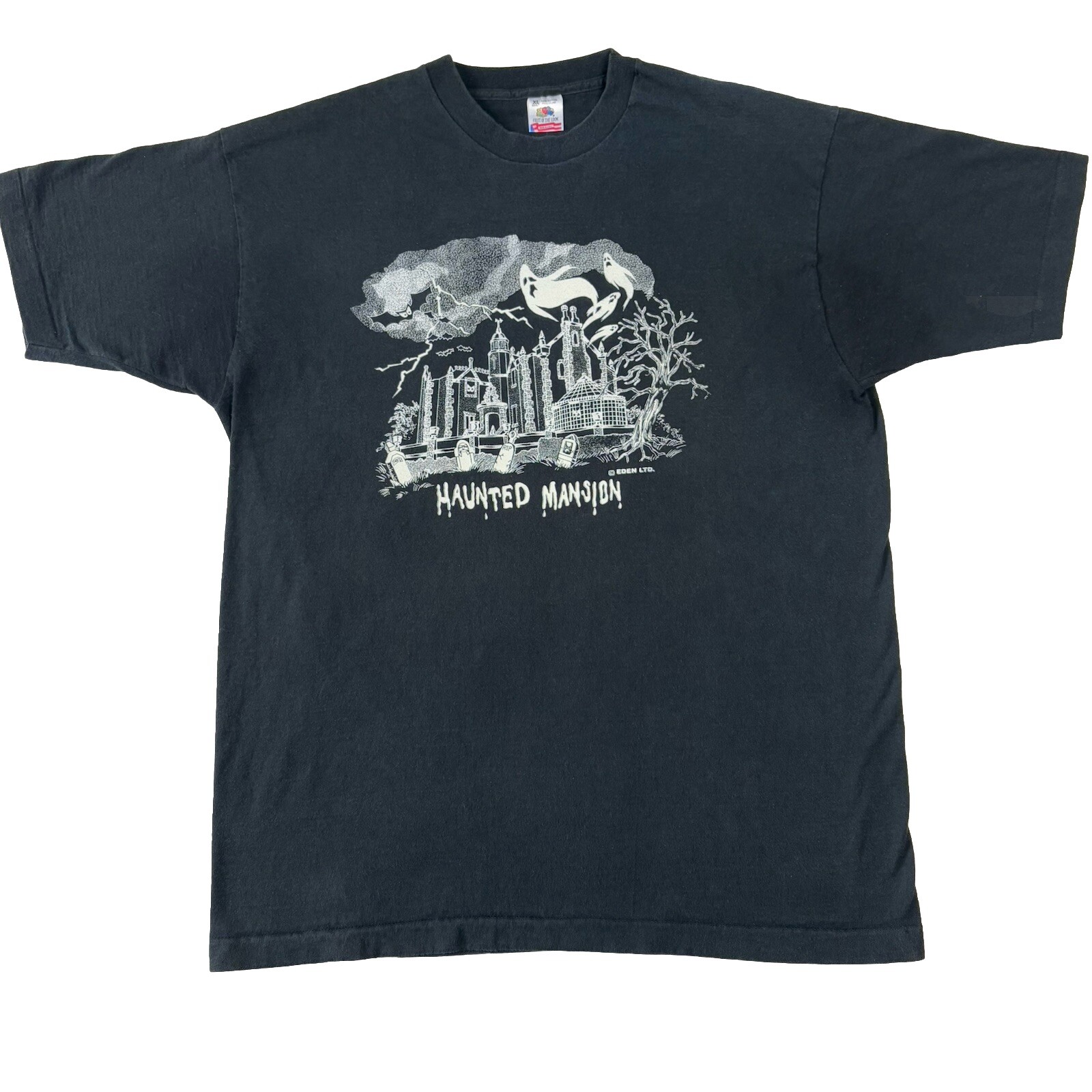 RARE! Vtg 1990s Disney’s Magic Kingdom Haunted Mansion Ghost Bat Eden T-Shirt XL