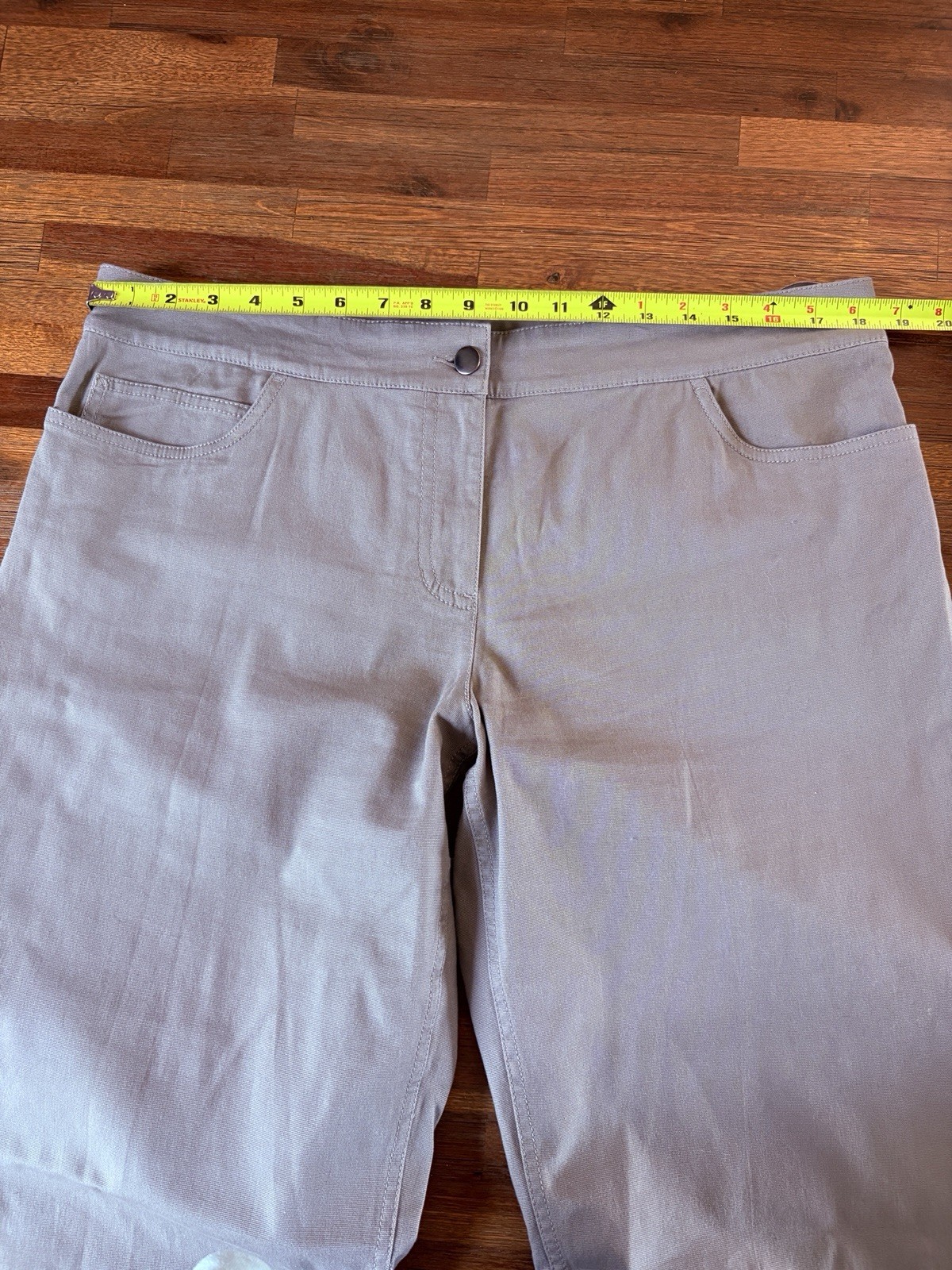 Eileen Fisher Pants Taupe Size Large Wide Leg 37” X 31” 97% Cotton / 3% Spandex