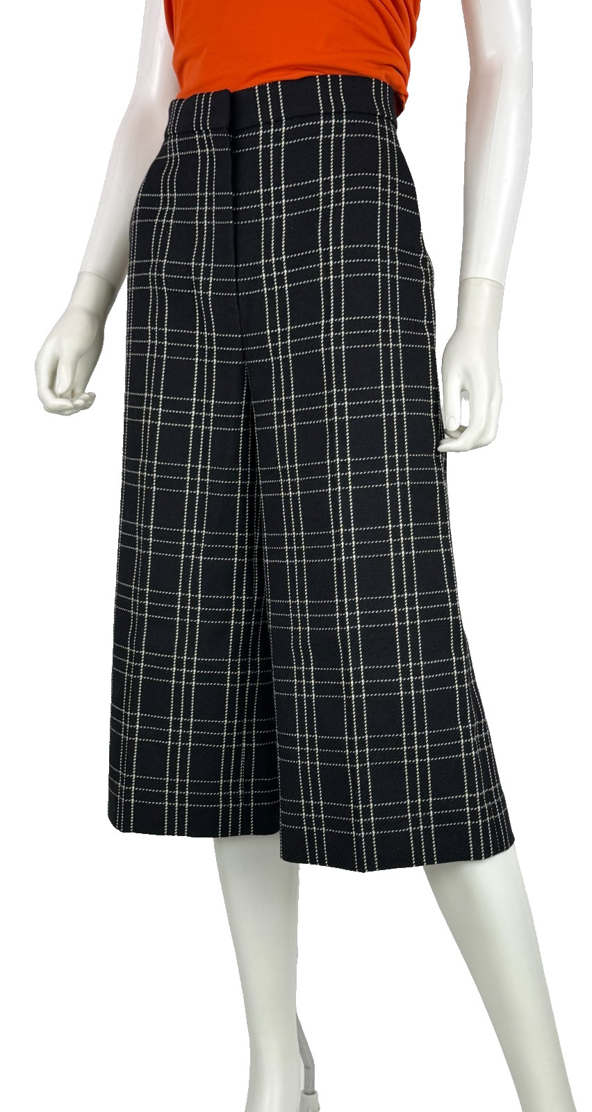 $2K Christian Dior New Black White Wool Dress Pants 4 6 US 40 IT S Culottes Auth