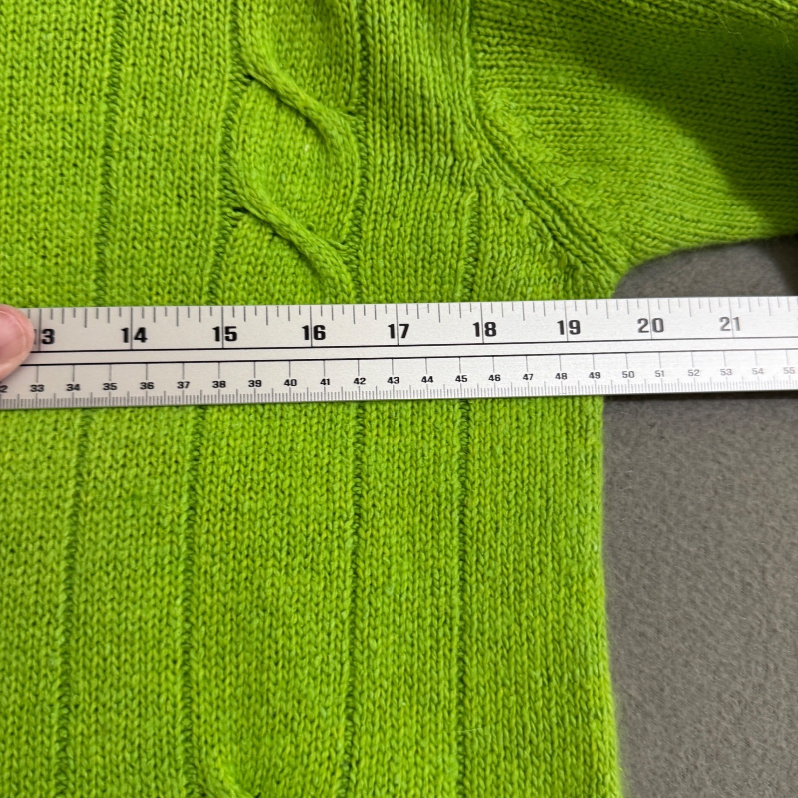 Lisa International Lime Green Silk Angora Cable Knit Sweater Women Large L