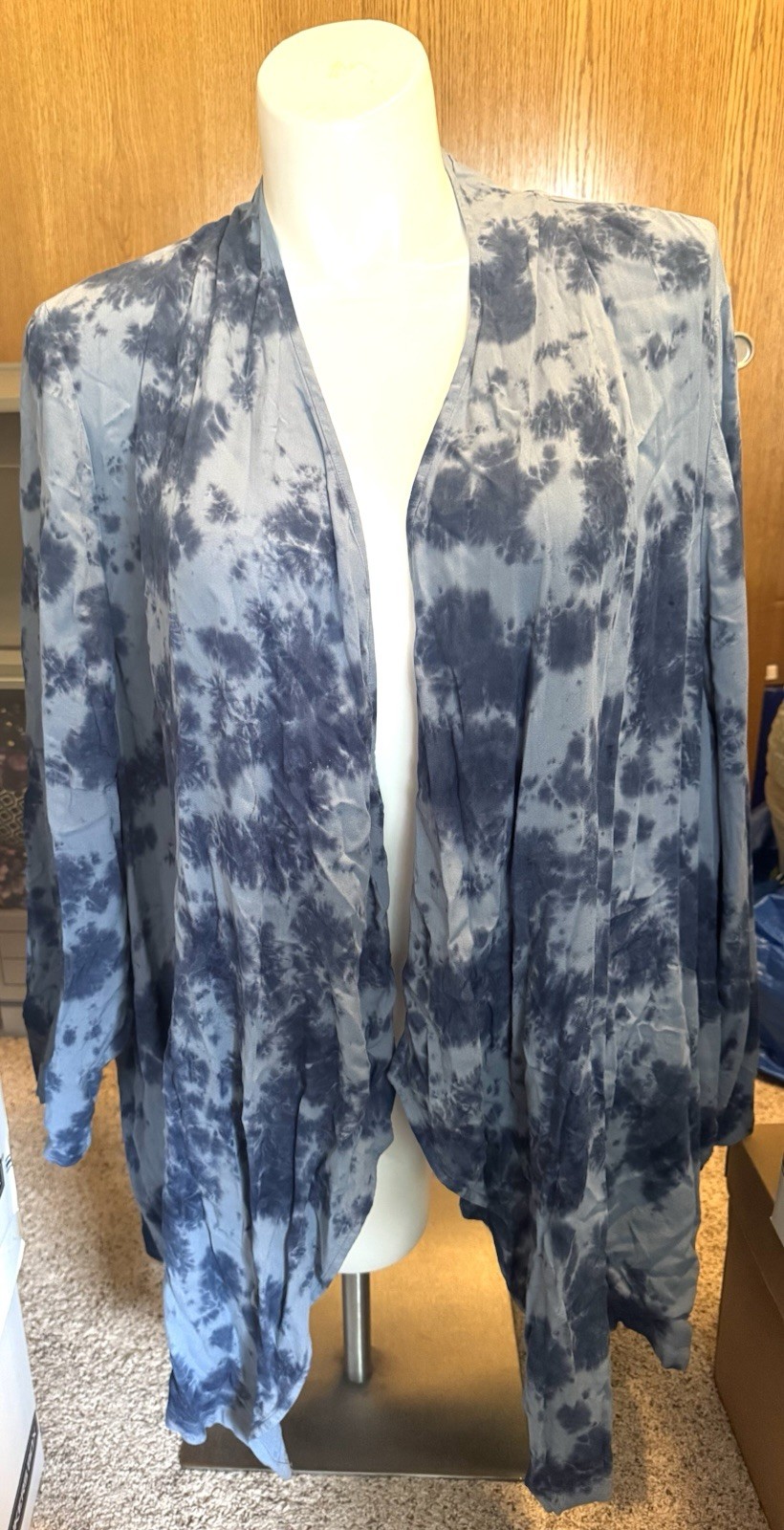 Catherines 3X Plus Size Two Tone Denim Blue Tye Die Layering Jacket NWOT