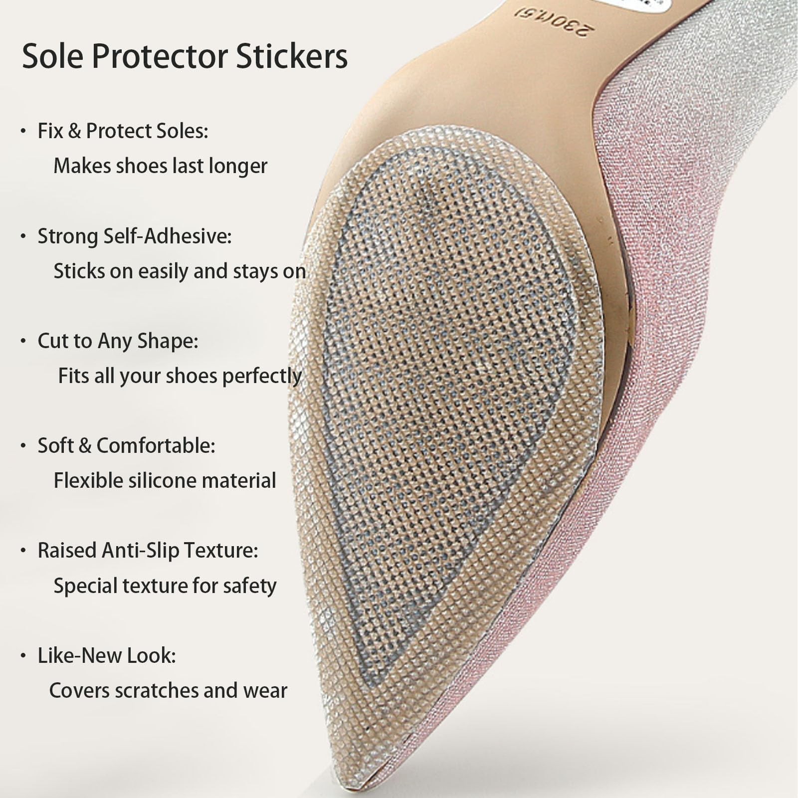 39 in Sole Protector for High Heel Shoes, Anti-Slip Shoe Bottom Protector, Se…