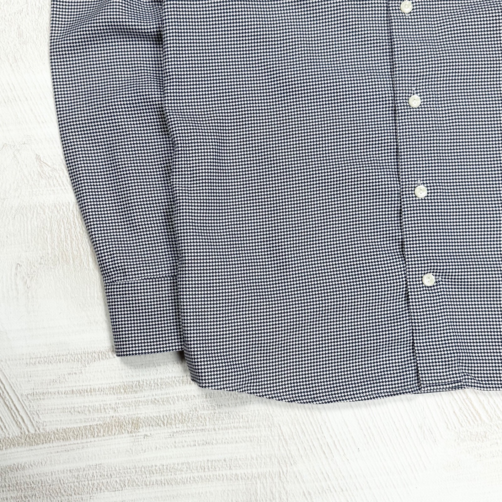 ETON Men’s Luxury Houndstooth Slim Fit Black White Cotton Dress Shirt 39 15.5