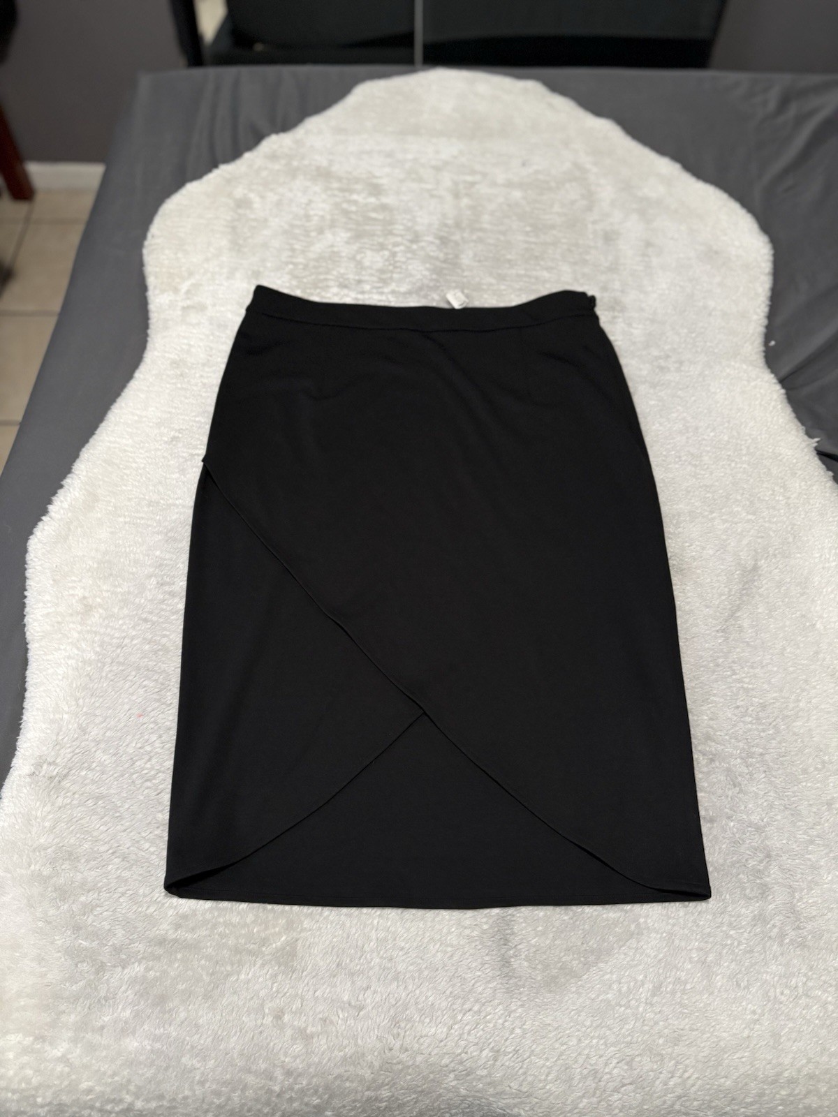 New Banana Republic Black Midi Faux Wrap Skirt Size 32 14 NWT