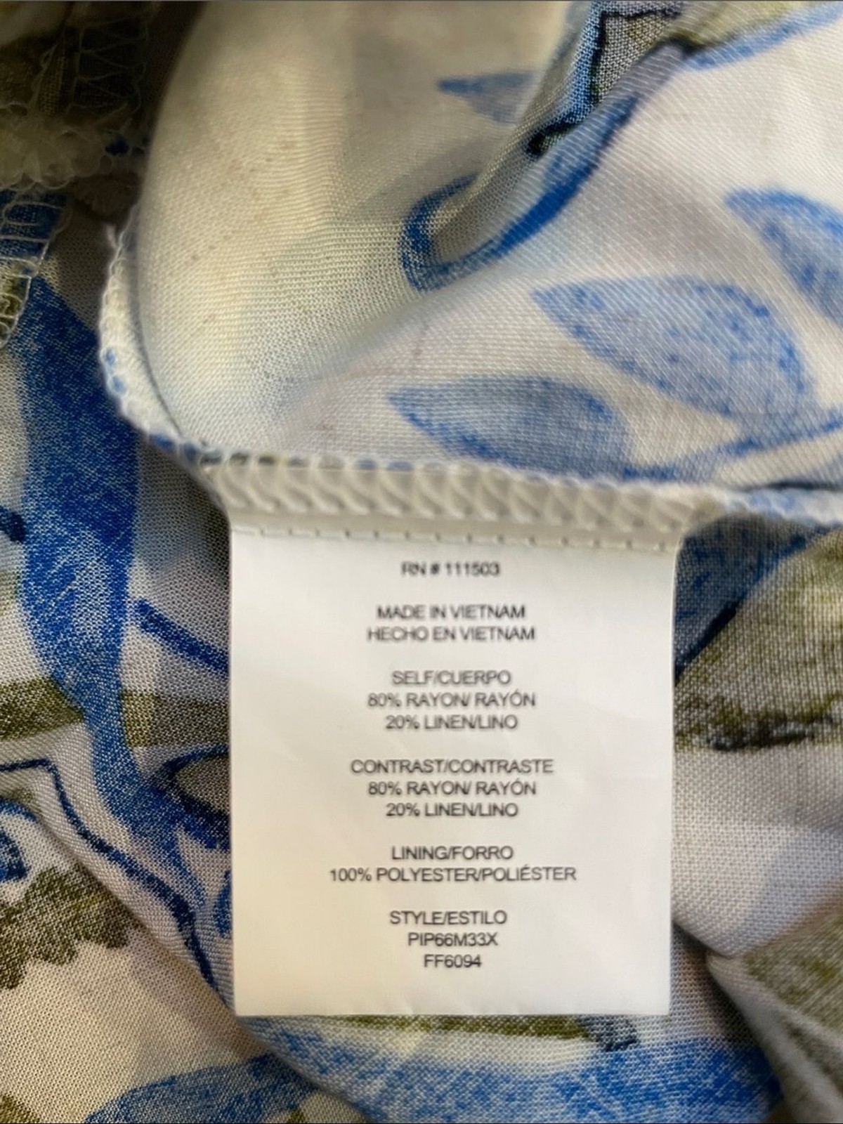 Anthropologie Fig + Flower Blue & Olive V-Neck Boho Dress 1X XL