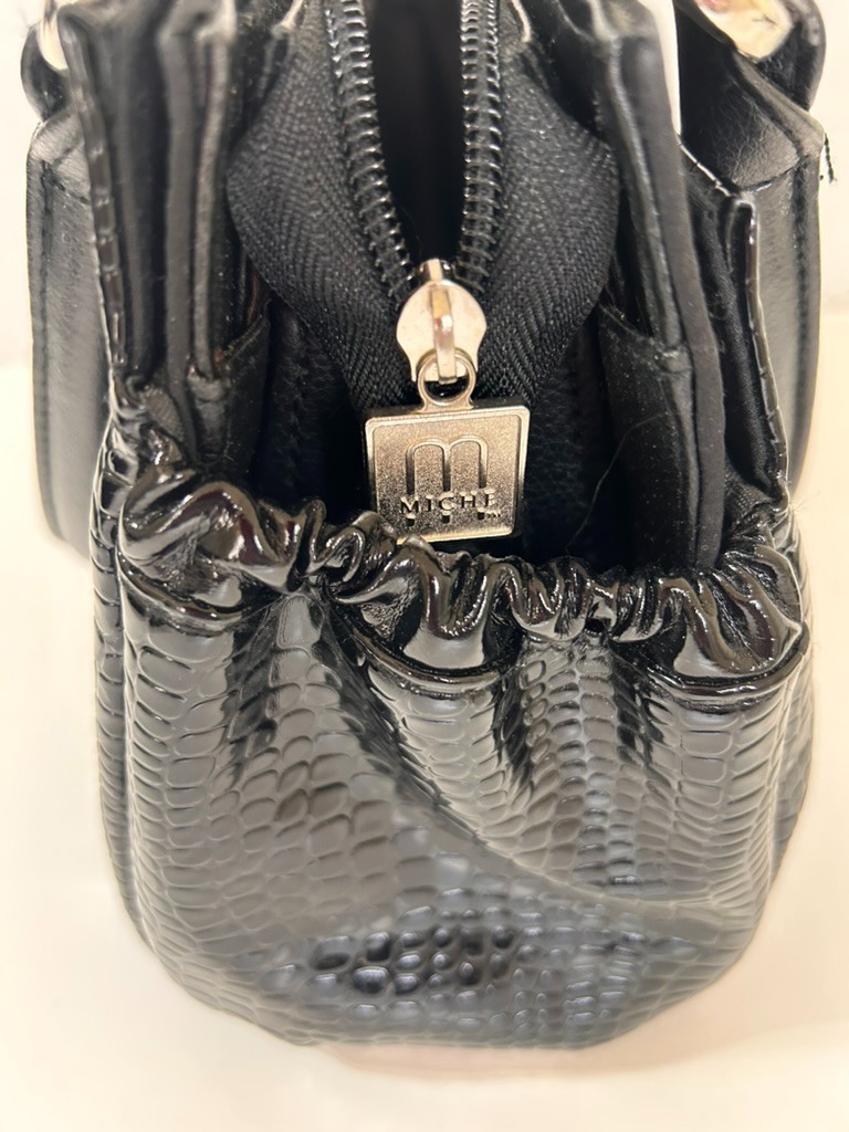 Miche Ebony Black Patent Embossed Magnetic Bag Purse Cover & Slip in Organizer