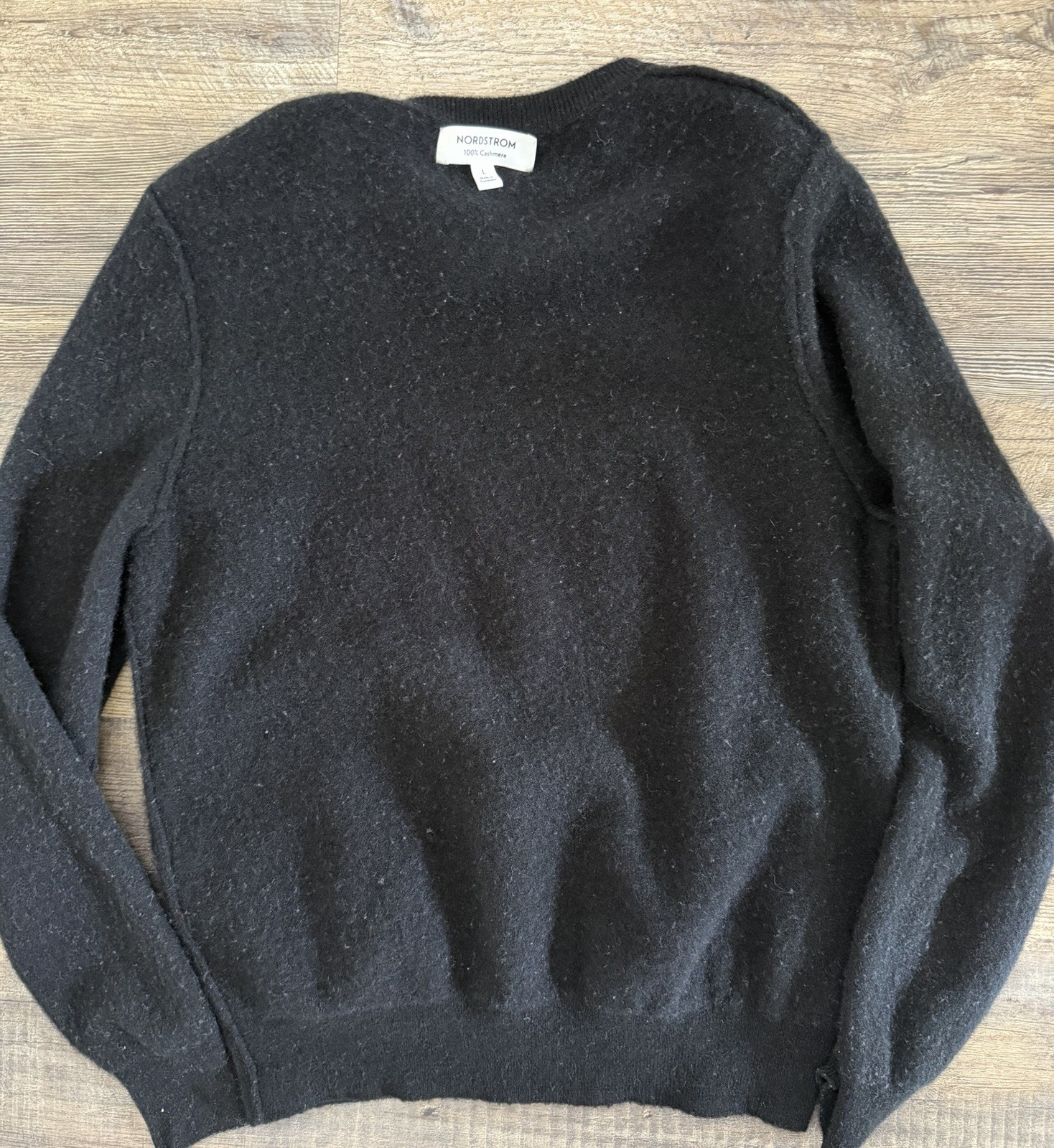 Nordstrom Women’s Size Large Black 100% Cashmere Crewneck Sweater