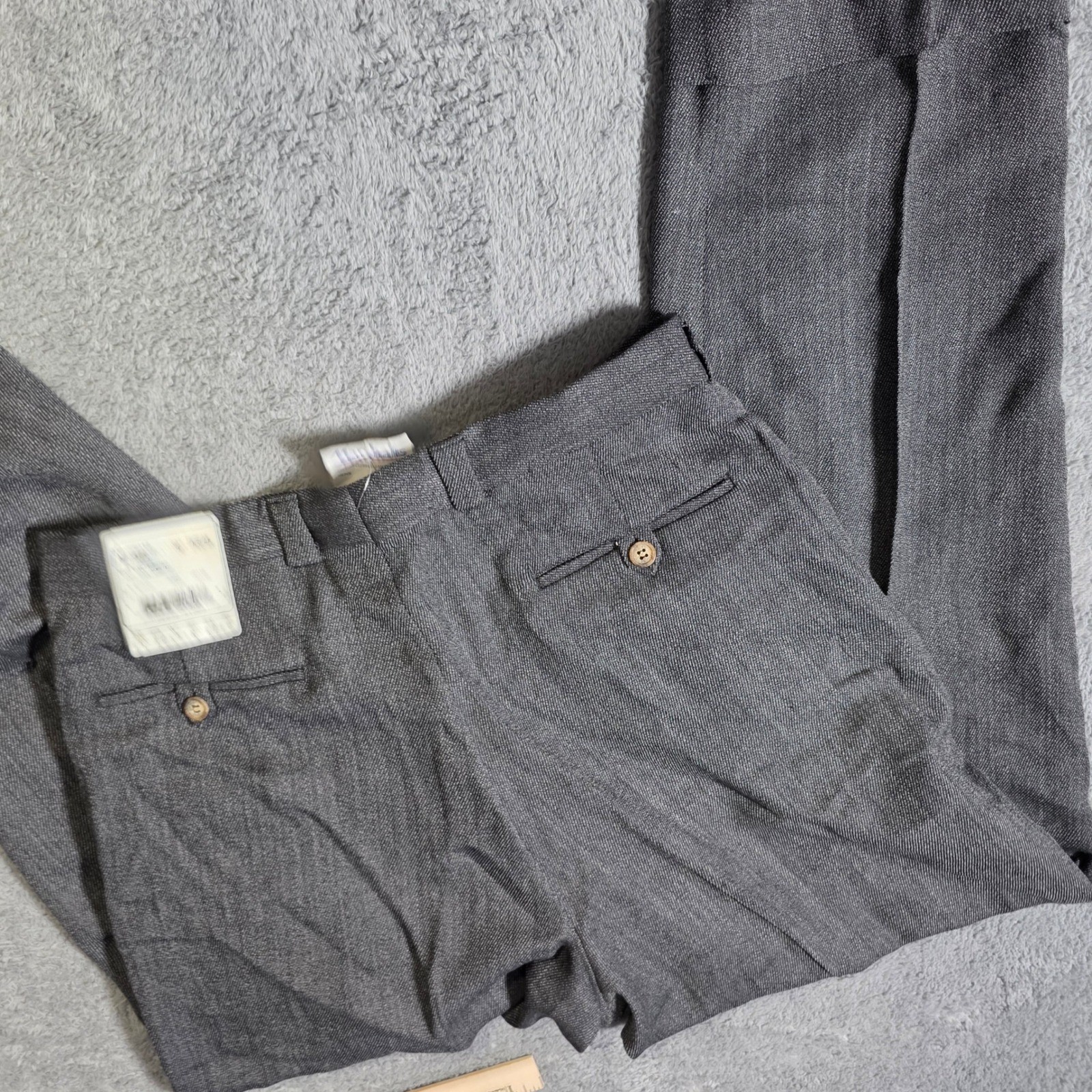 Austin Reed Mens 36×30 Rovers Pleated Wool Worsted Trousers Grey Cuffed Vintage