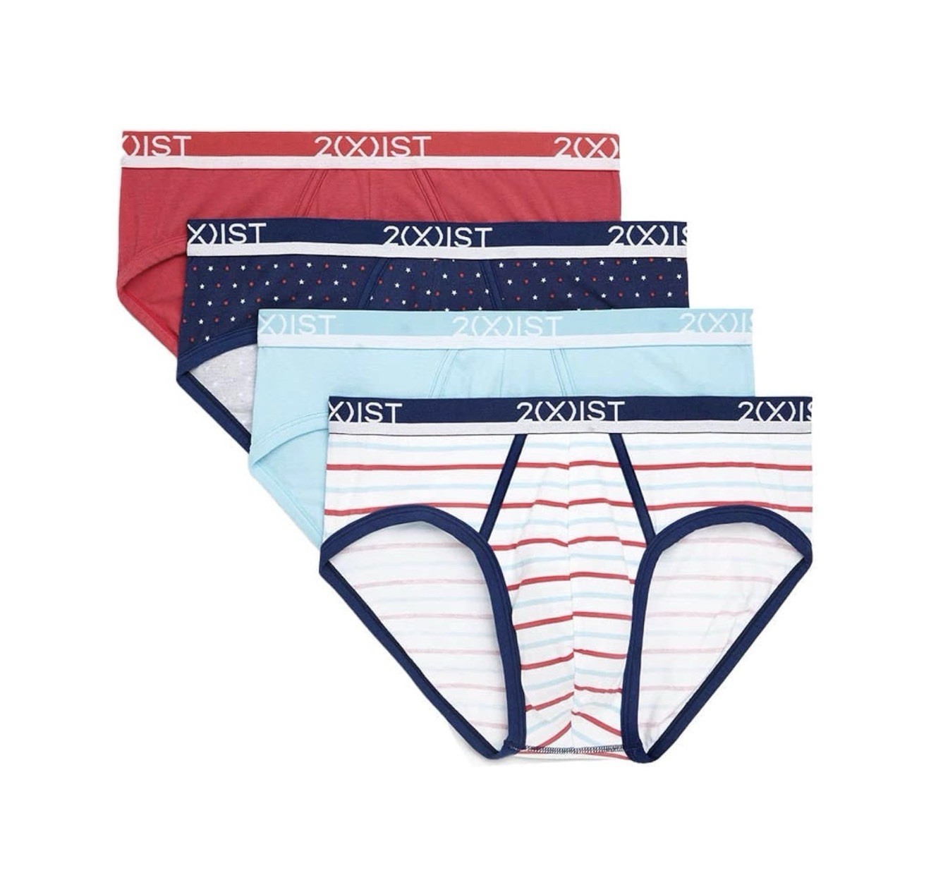 NWT . 2(x)ist. Men 4 Pack. NO SHOW Stretch Briefs. Rasberry Wine. MSRP $39.00
